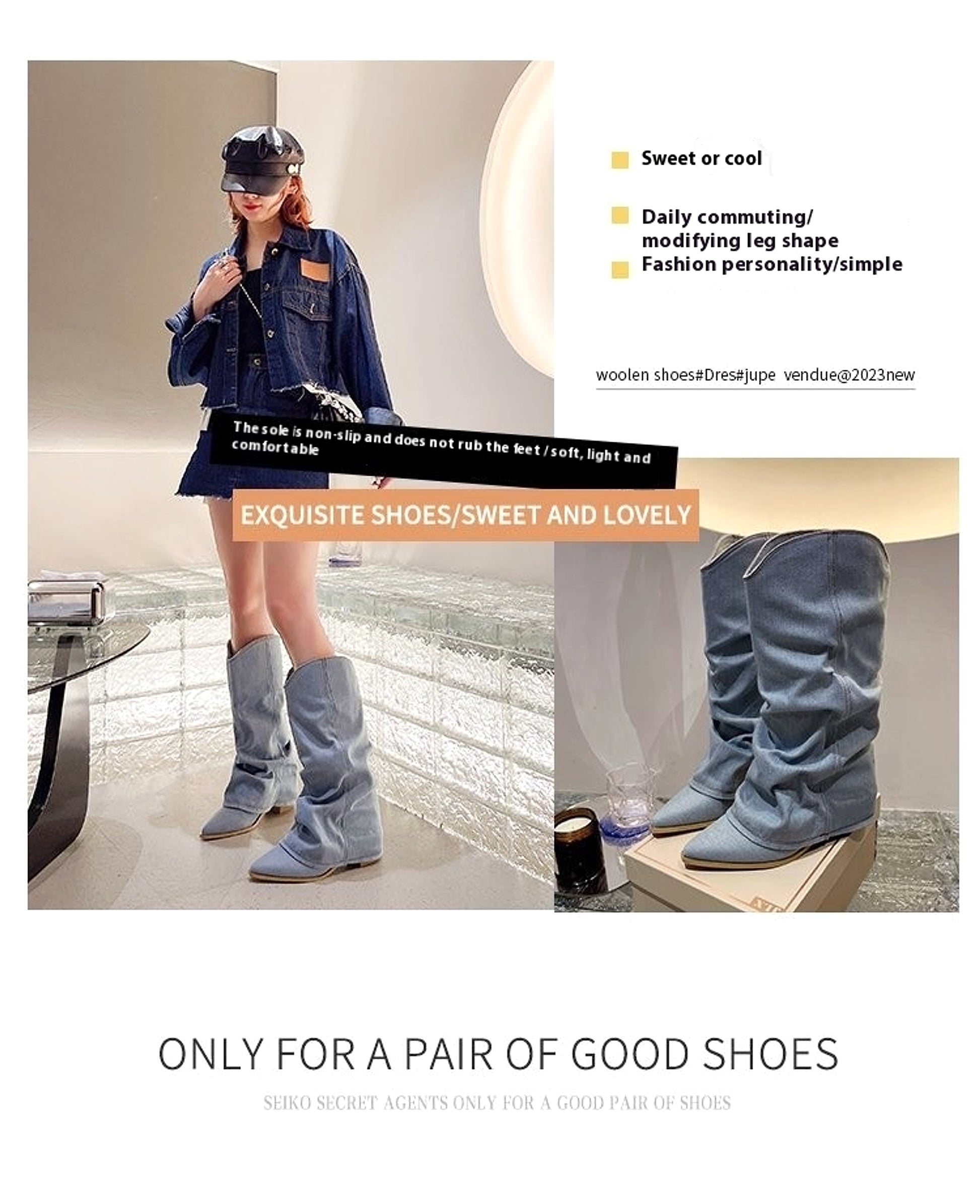 Velvexa™ – High Heel Denim Stretch Boots - enhanced image 5