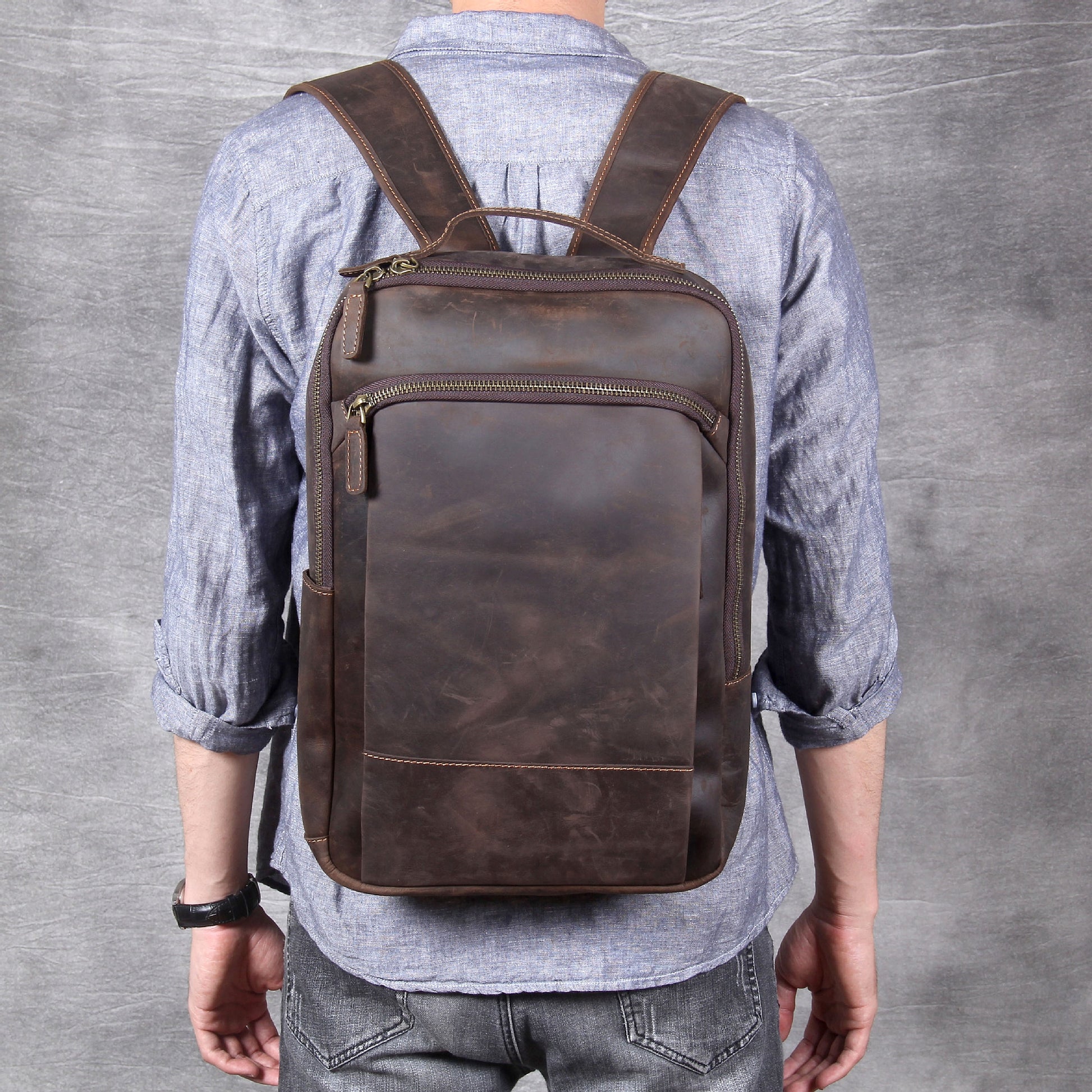 ALLFASHION™ – HeritageRider Crazy Horse Leather Backpack - enhanced image 5
