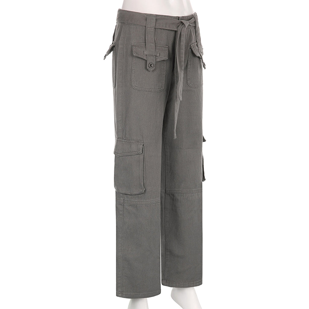 Vintage Multi Pocket Belt Casual Workwear Jeans Women - enhanced image 5