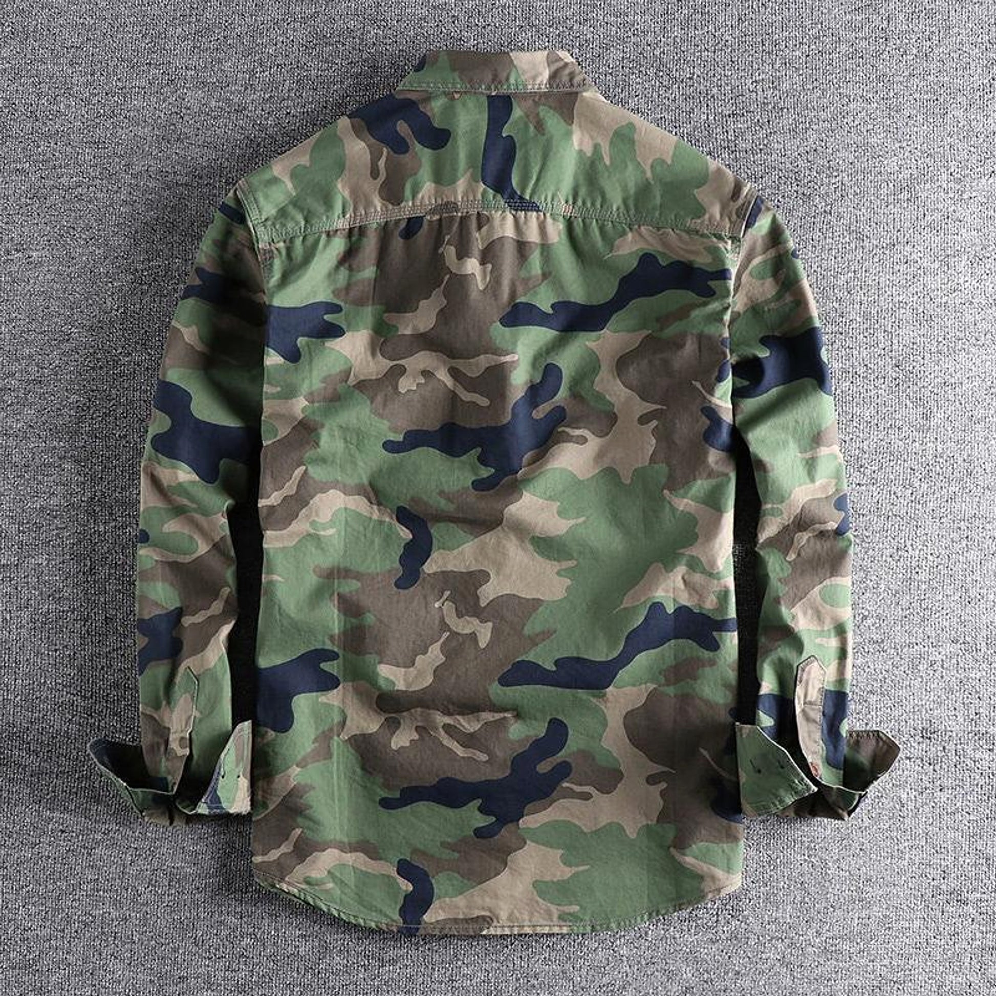 Washed Camouflage American Overalls Long Sleeve DressShirt Men - enhanced image 5