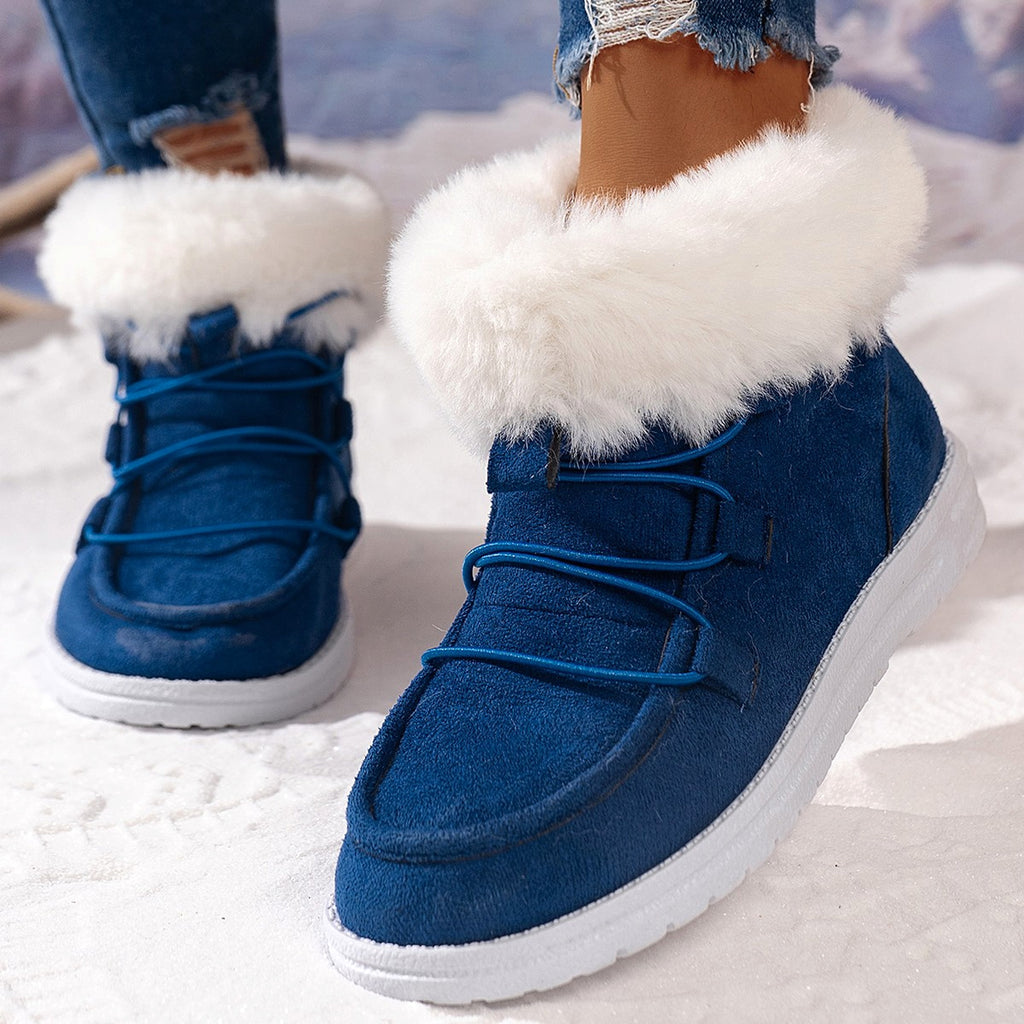 Winter Fleece Snow Boots For Women New Style Furry Casual Flat Plush Shoes Women's Warm Ankle Boots - enhanced image 5