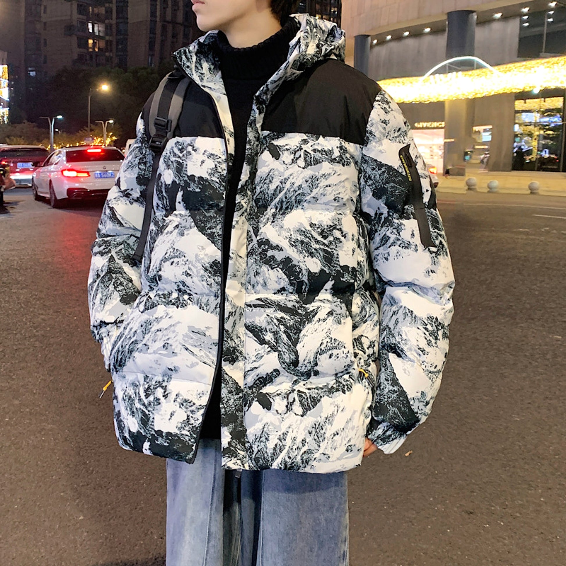 Winter Men's Camouflage Hooded Down Cotton Jacket - enhanced image 5