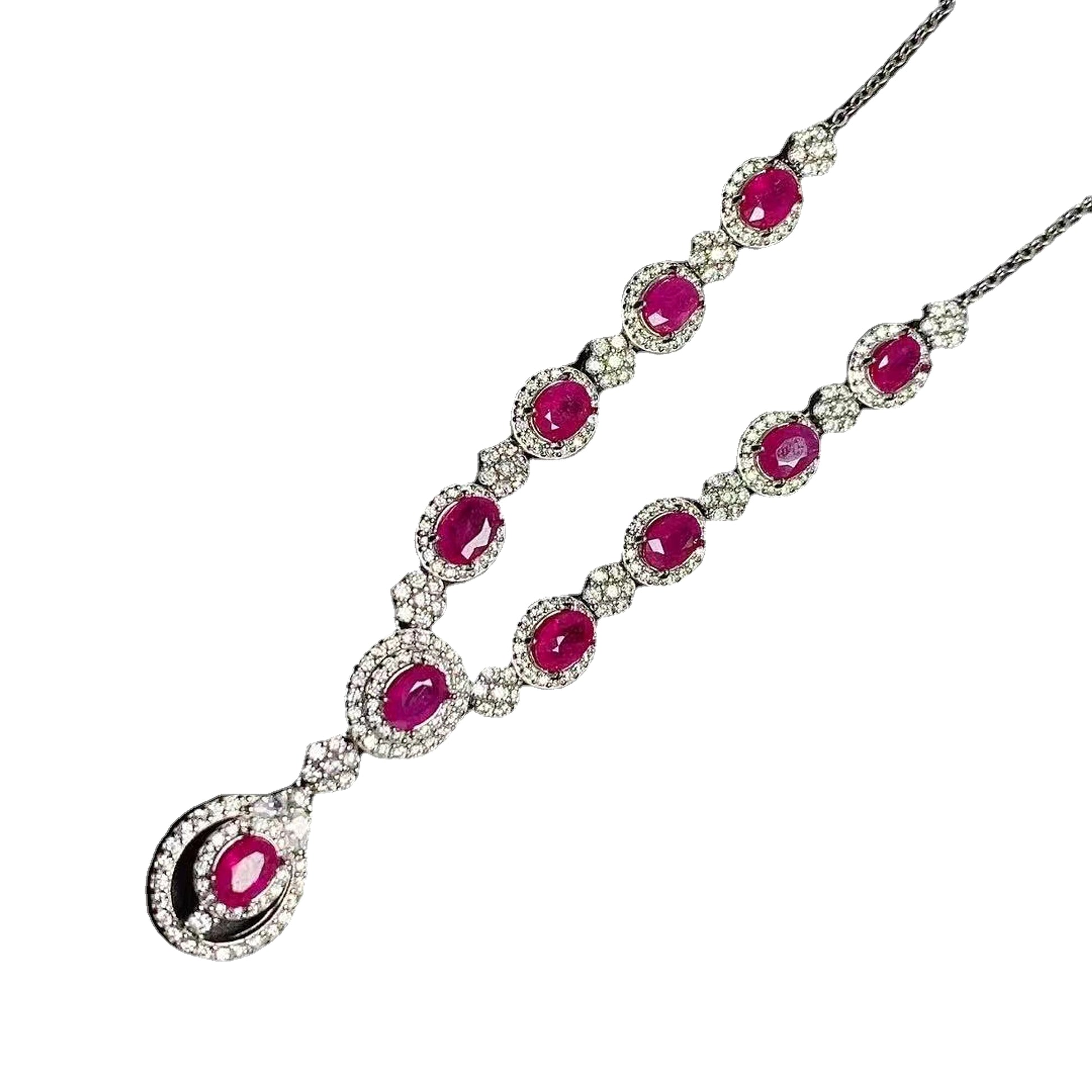 Women's 925 Silver Inlaid Natural Ruby Necklace - enhanced image 5