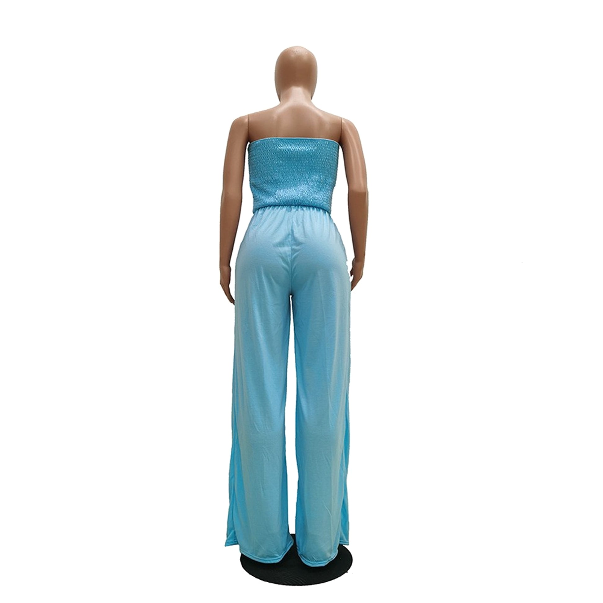 Women's Clothing Casual Square Shoulder Chest-wrapped Wide-leg Jumpsuit - enhanced image 5