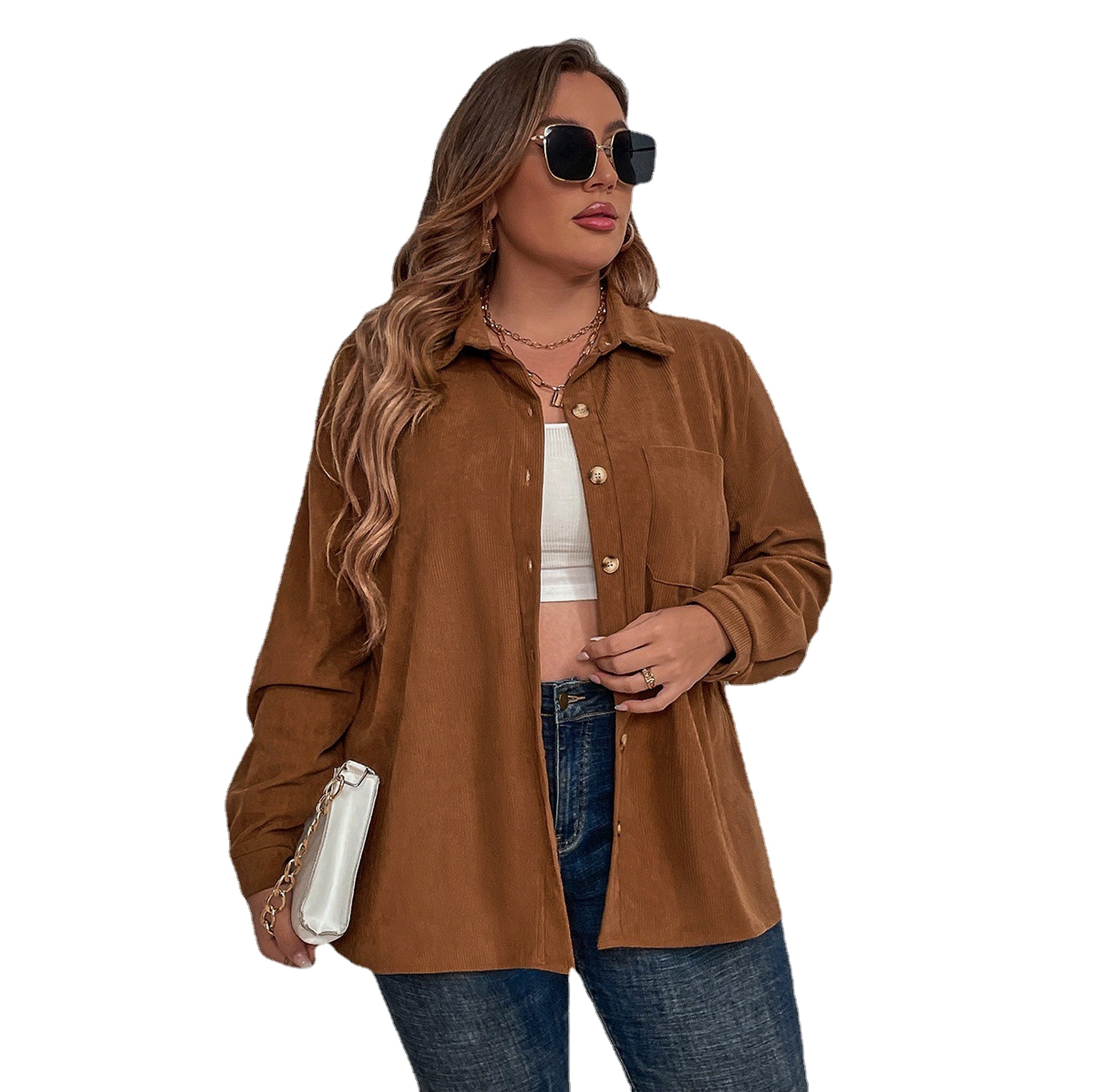 Women's Corduroy Long-sleeved  Dress Shirt - enhanced image 5