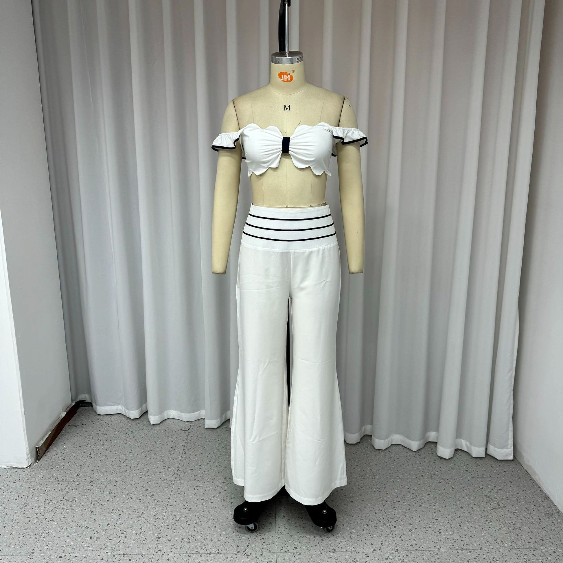 Women's Fashion Casual Off-shoulder Solid Color Two-piece Set - enhanced image 5