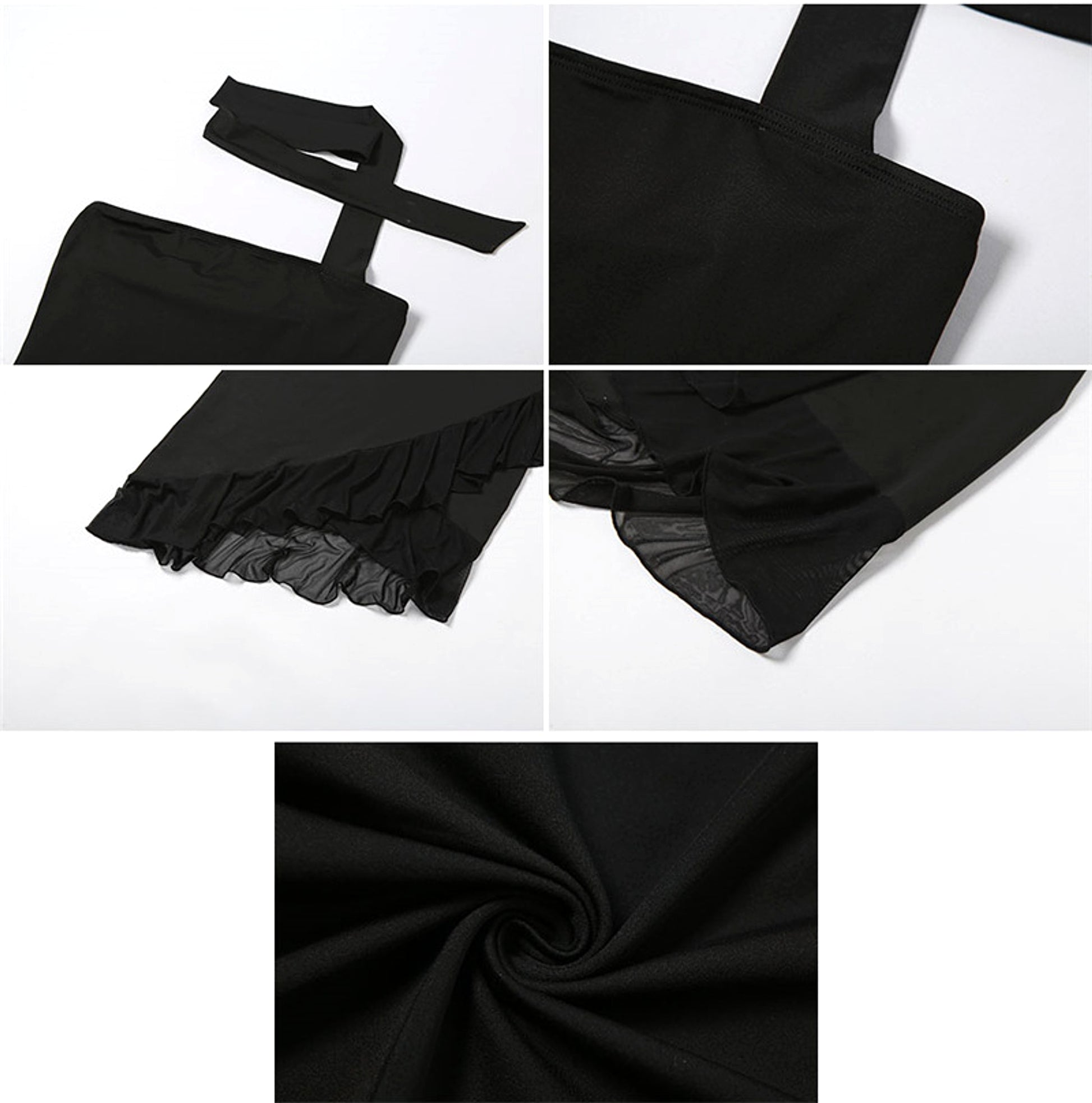 Women's Fashion Halter Off-shoulder Slim Fit Stringy Selvedge Dress - enhanced image 5