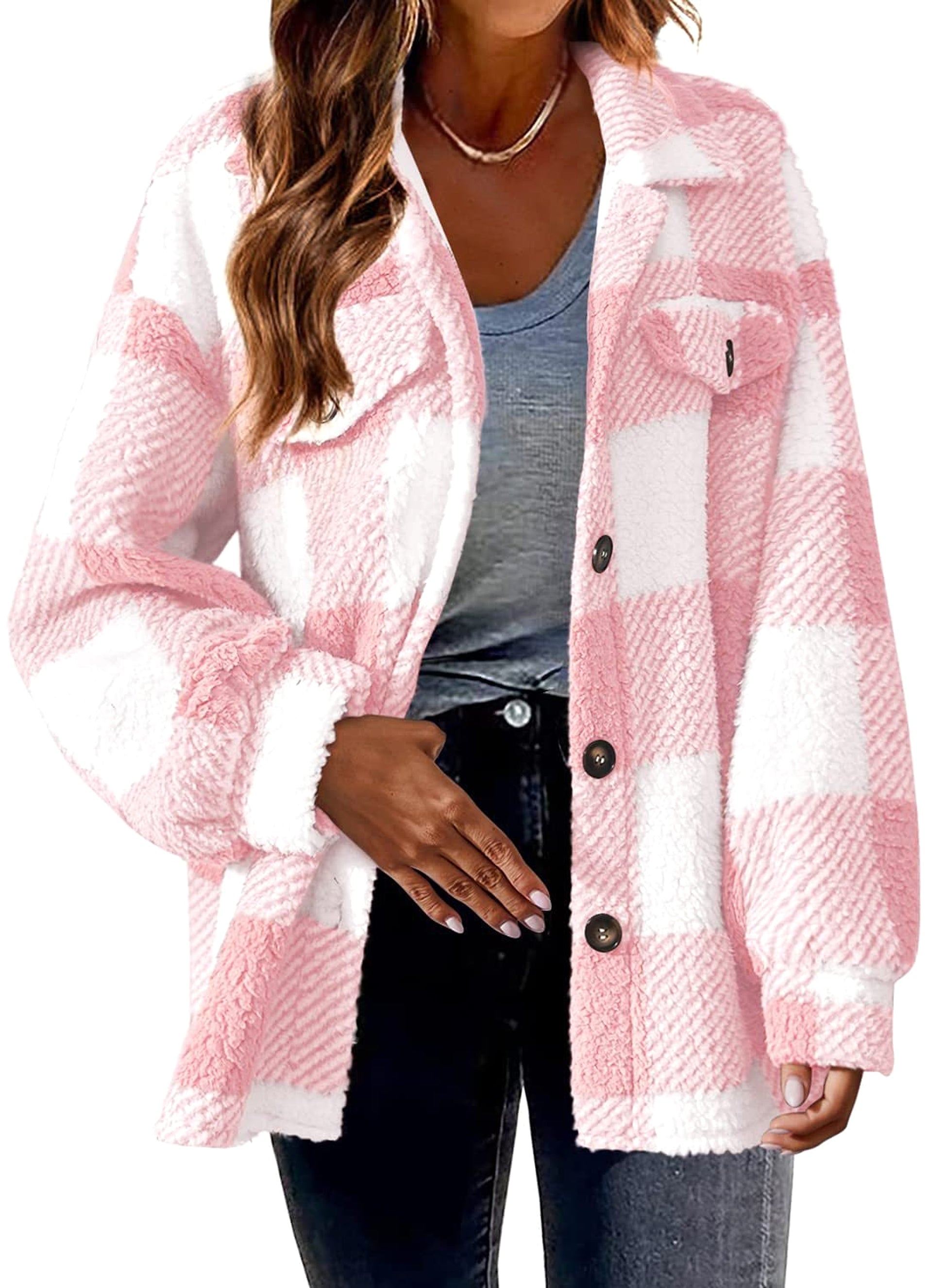 Women's Fashion Jacket Button Plush Coat - enhanced image 5