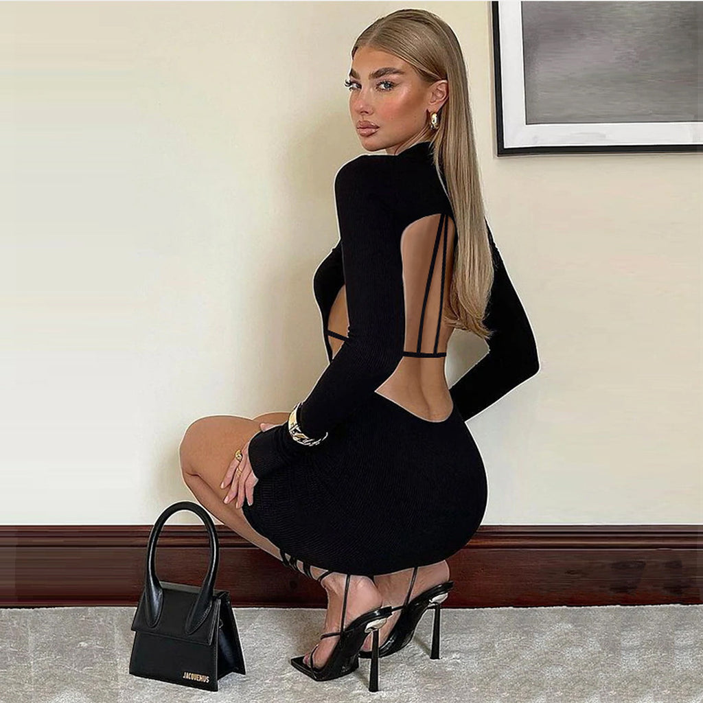 Women's Fashion Midriff Outfit Sheath Dress - enhanced image 5