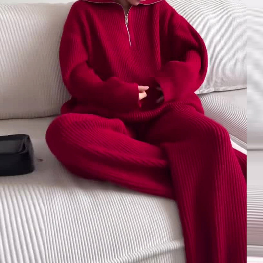 Women's Fashion Solid Color Half Zipper Tracksuit - enhanced image 5