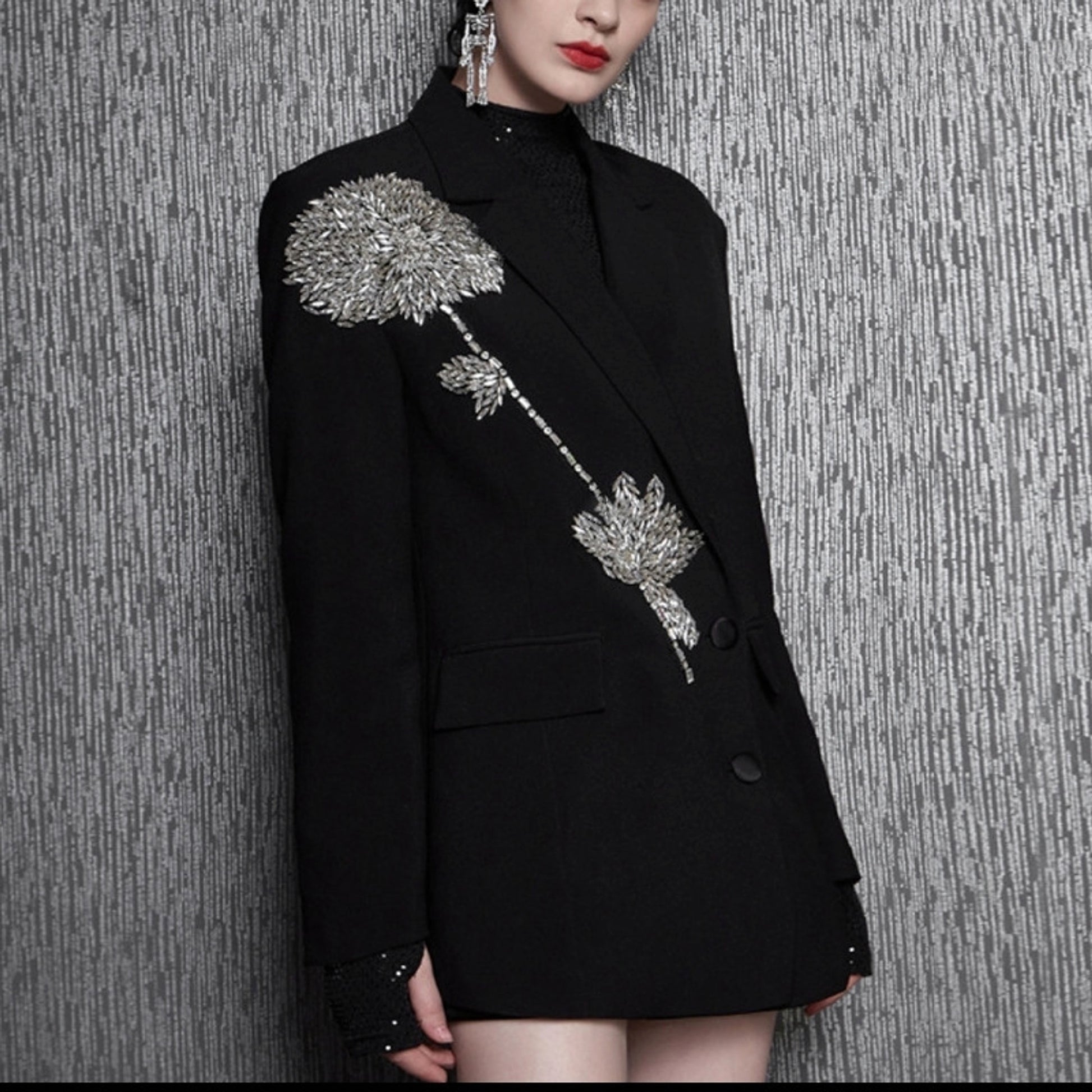 Women's Hand-stitched Floral Suit Jacket - enhanced image 5