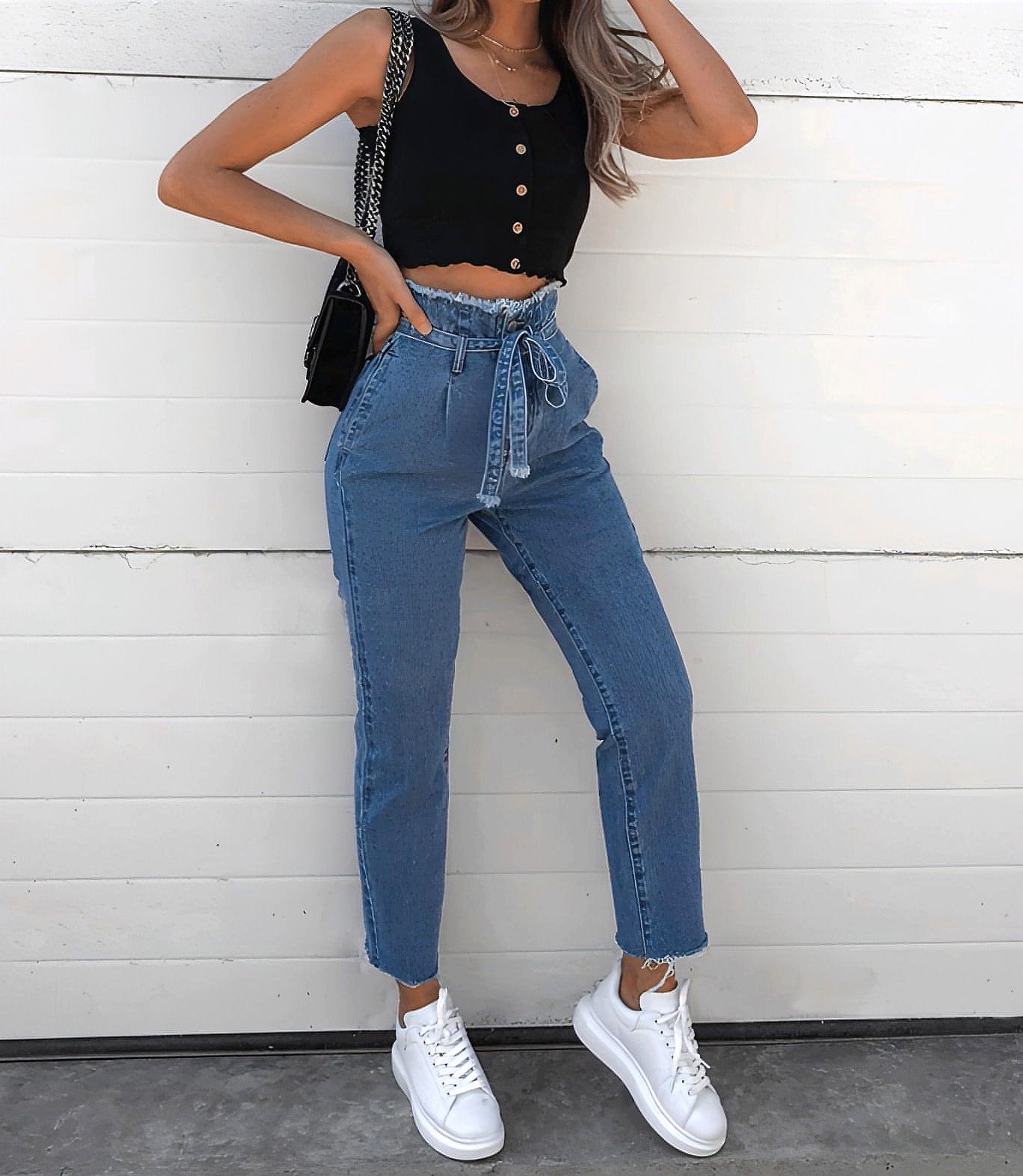 Women's Jeans Flowerbed High Waist Belted Jeans Women - enhanced image 5
