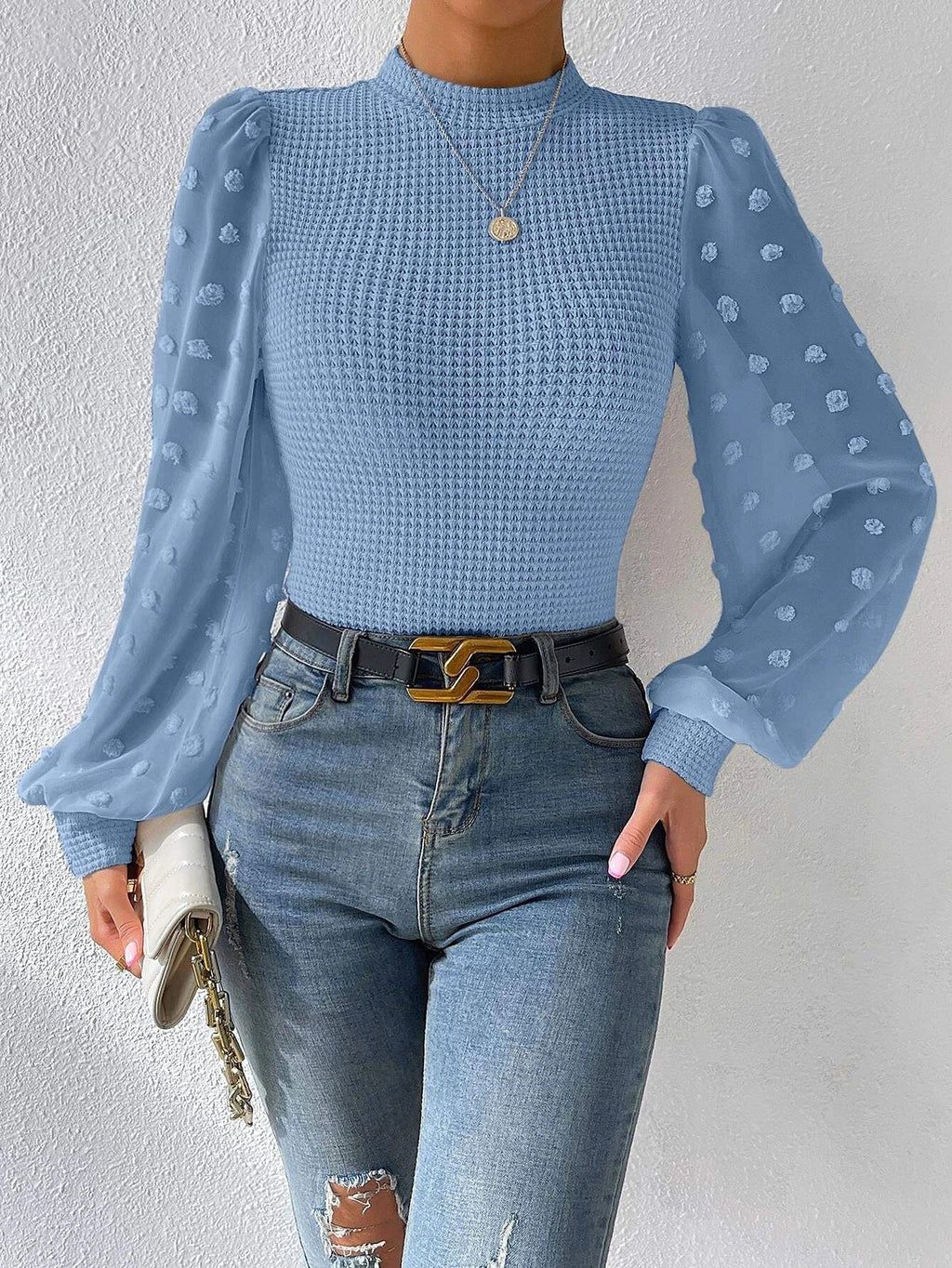 Women's Knitwear Round Neck Stitching Long Sleeve - enhanced image 5