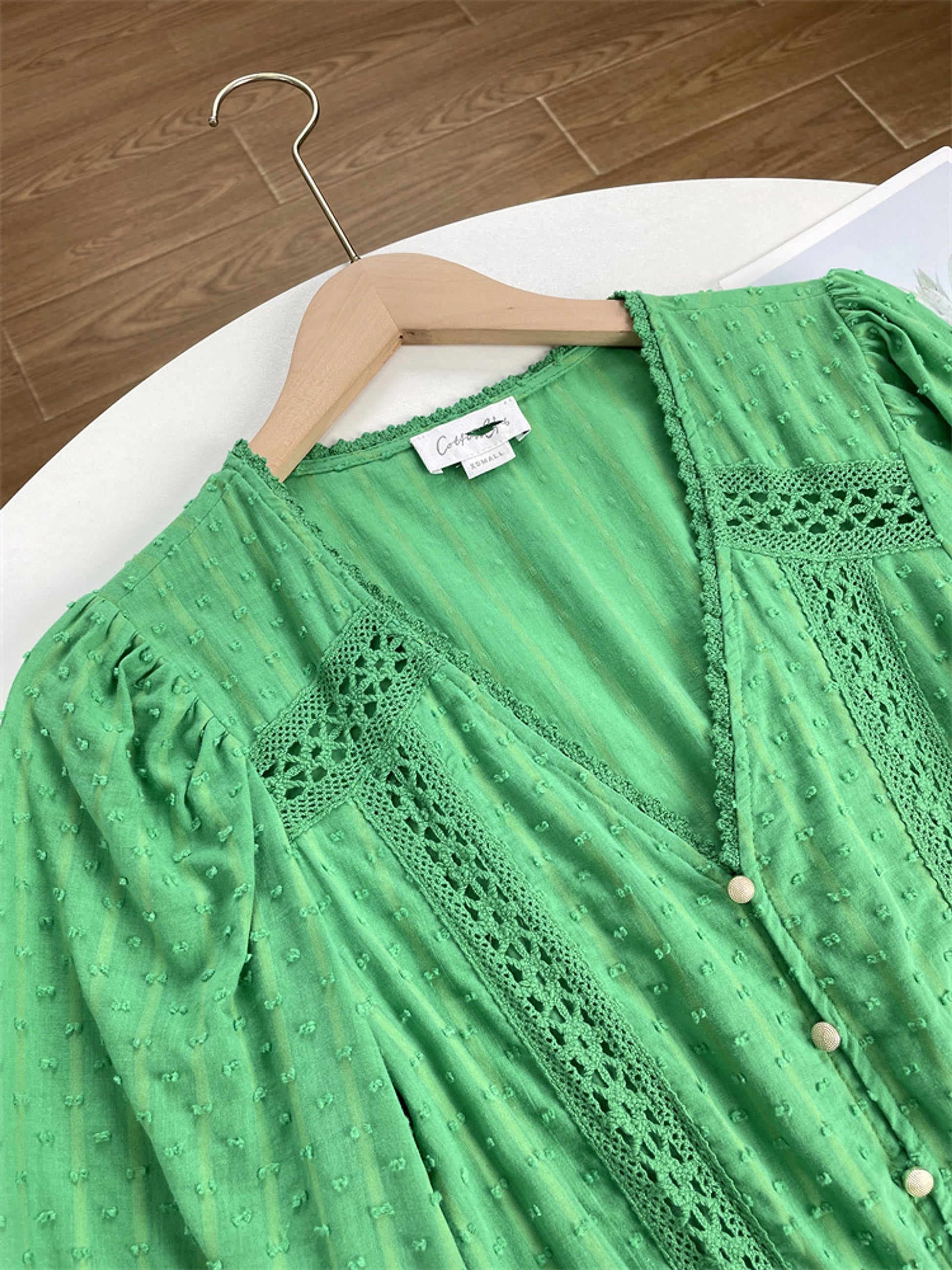 Women's Long Sleeved Jacquard Lace Dress - enhanced image 5