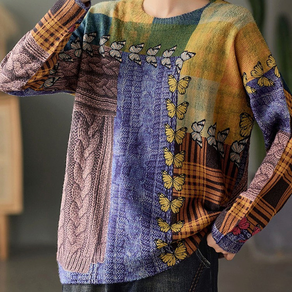 Women's Loose Pullover Round Neck Sweater - enhanced image 5