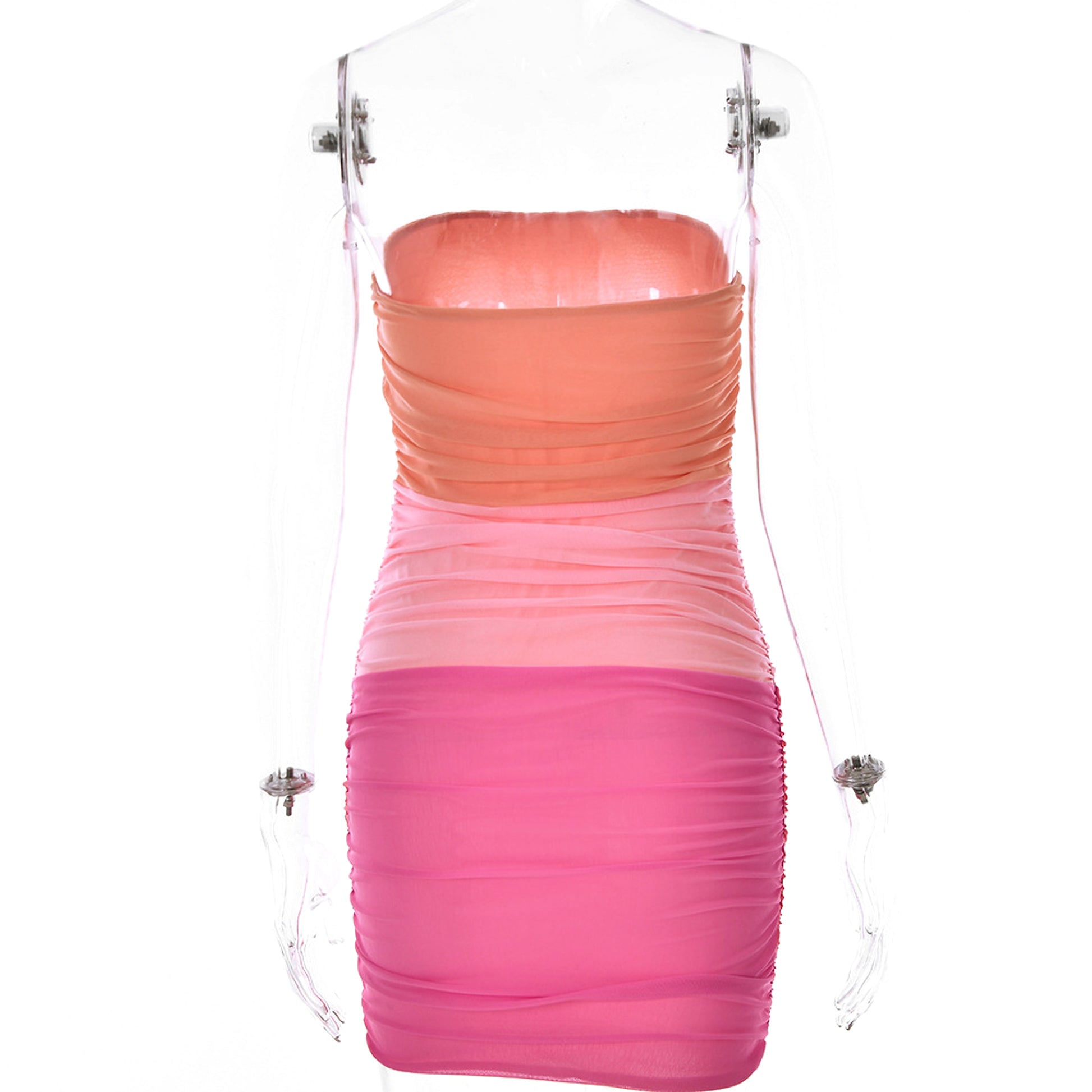A1. Women's Off-neck Tube Top Mesh Splicing Package Hip Skirt Dress - enhanced image 5