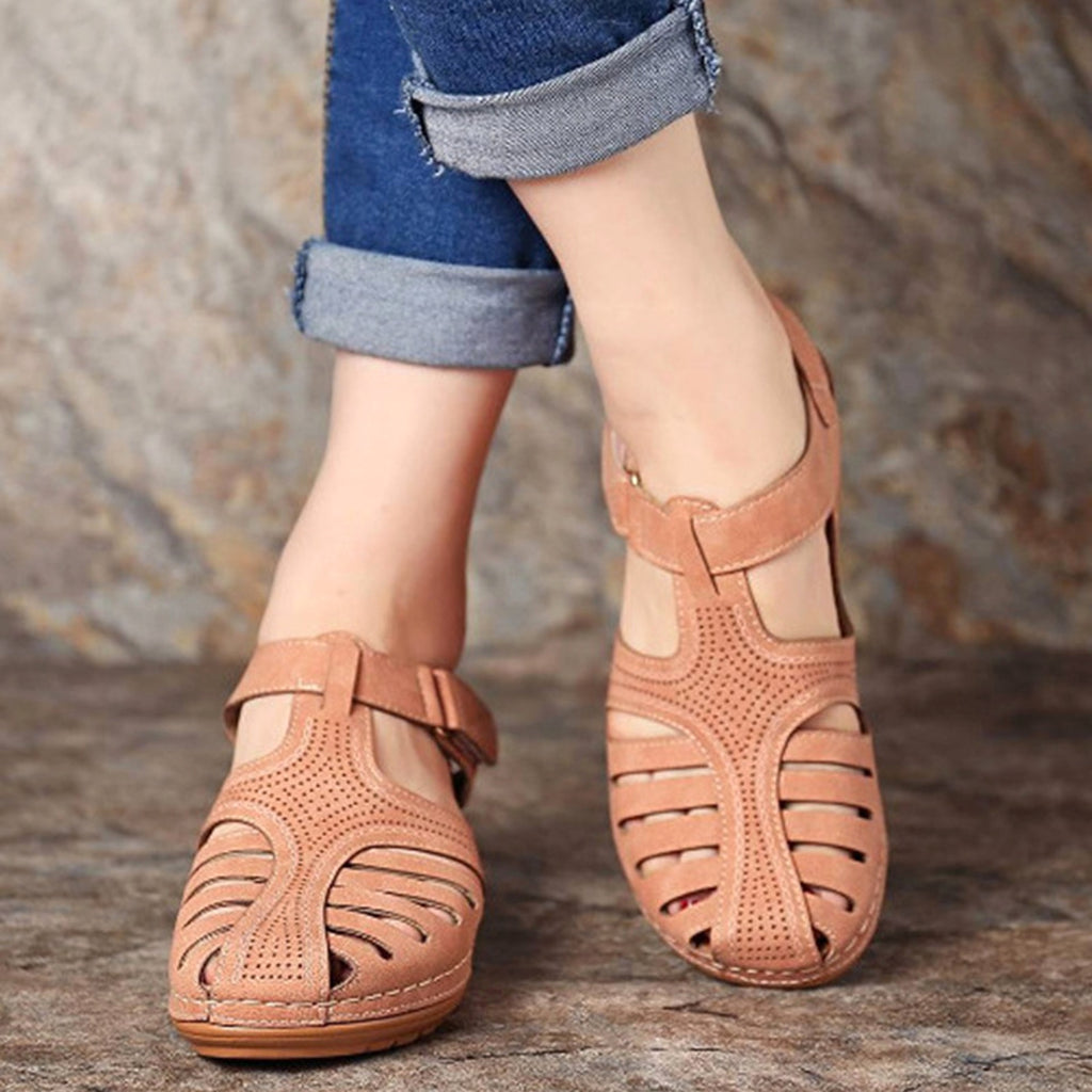 Women's Plus Size Retro Sandals Round Toe Wedge Sandals - enhanced image 5