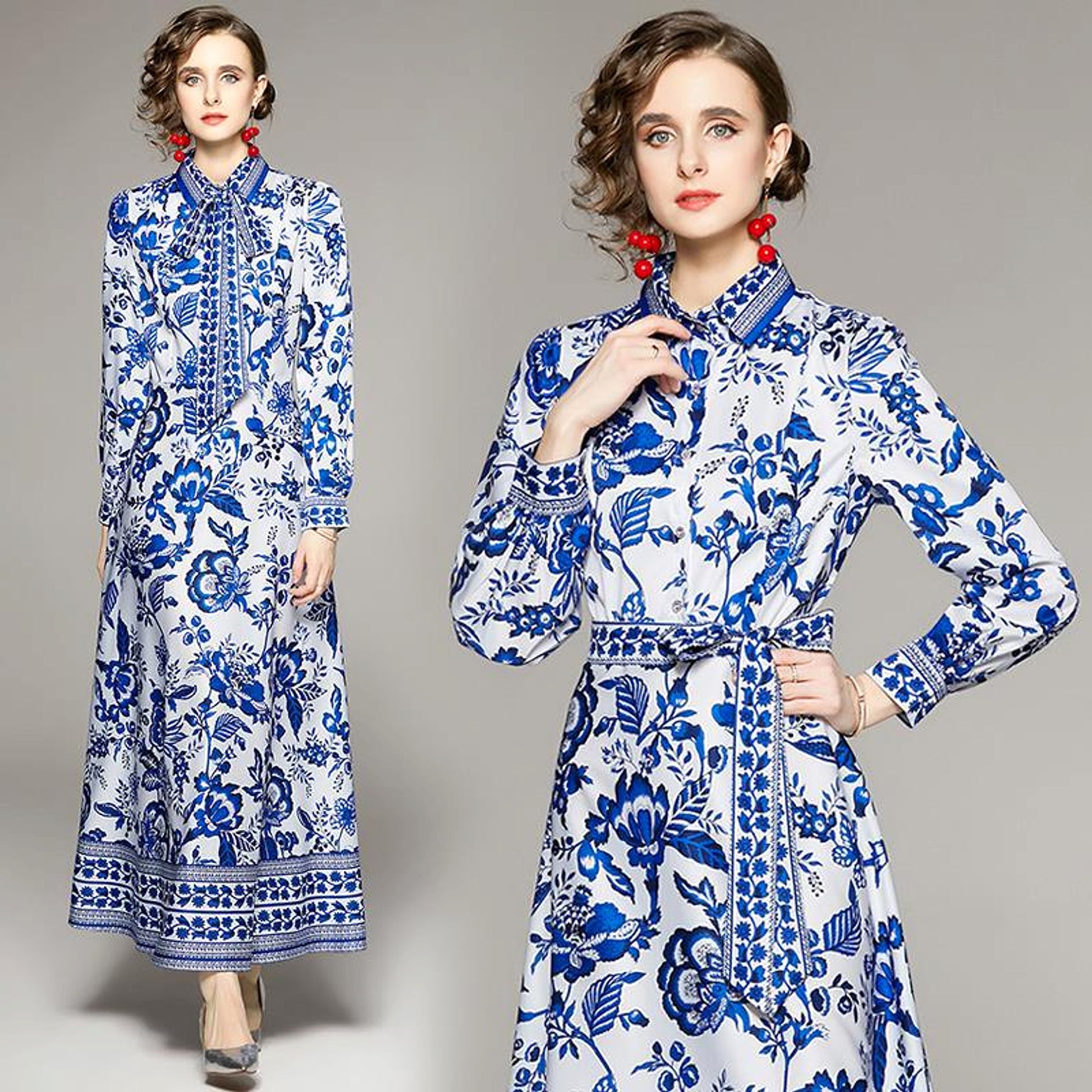 Women's Printed Long Sleeve Dress - enhanced image 5