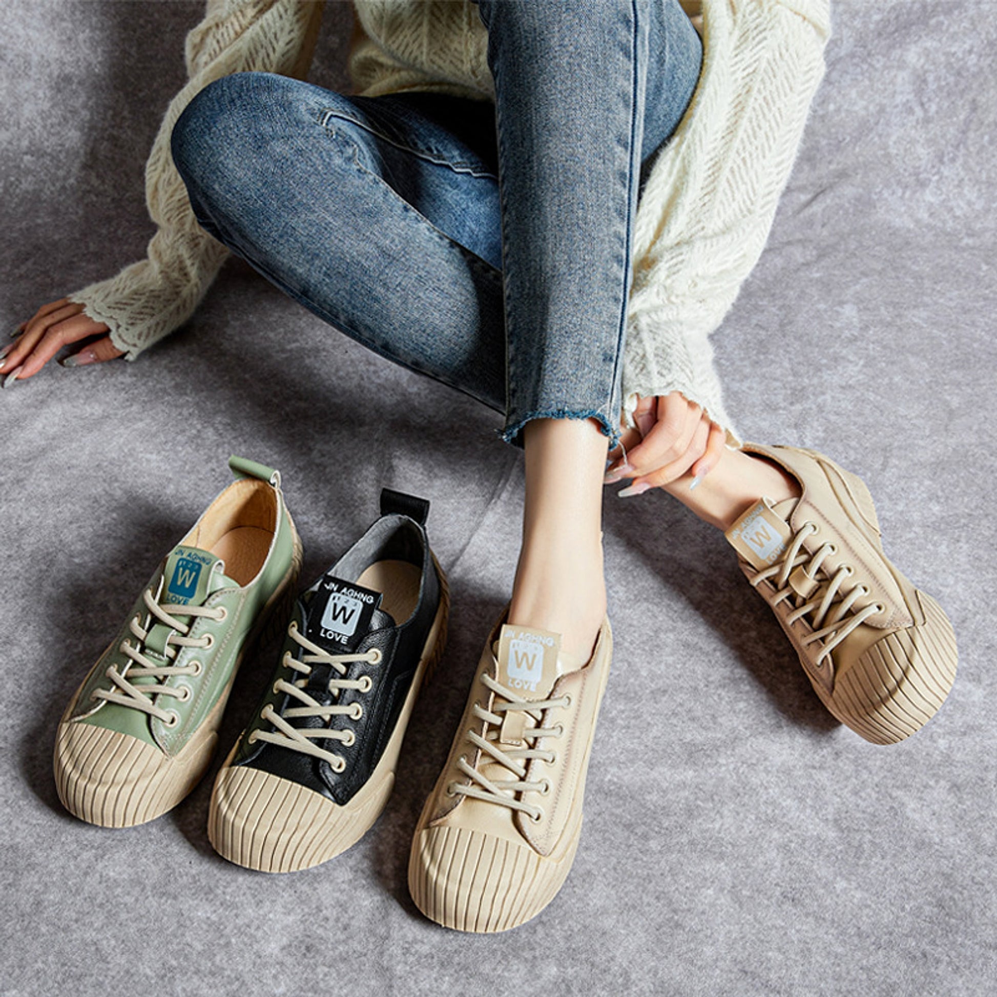 Women's Soft Bottom Skateboard Shoes All-Match Platform Lace-up - enhanced image 5