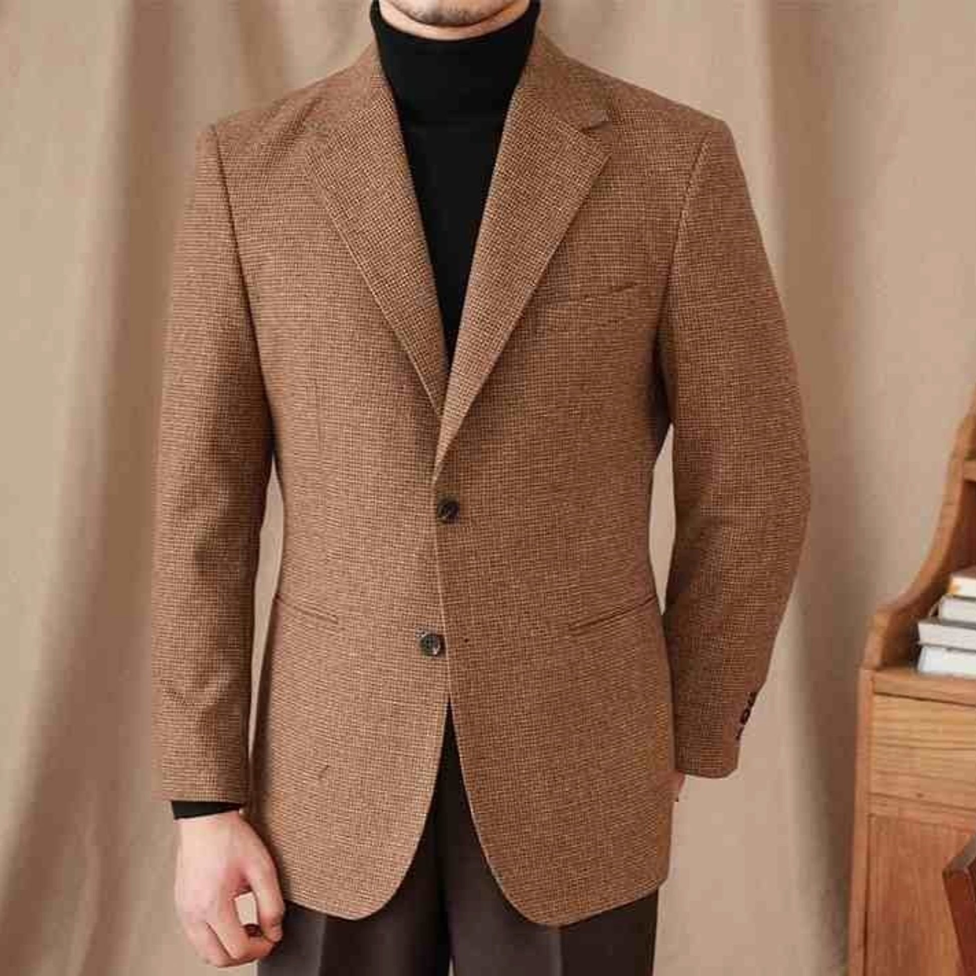 WoolRetro™ – Slim Fit Houndstooth Vintage Coat - enhanced image 5