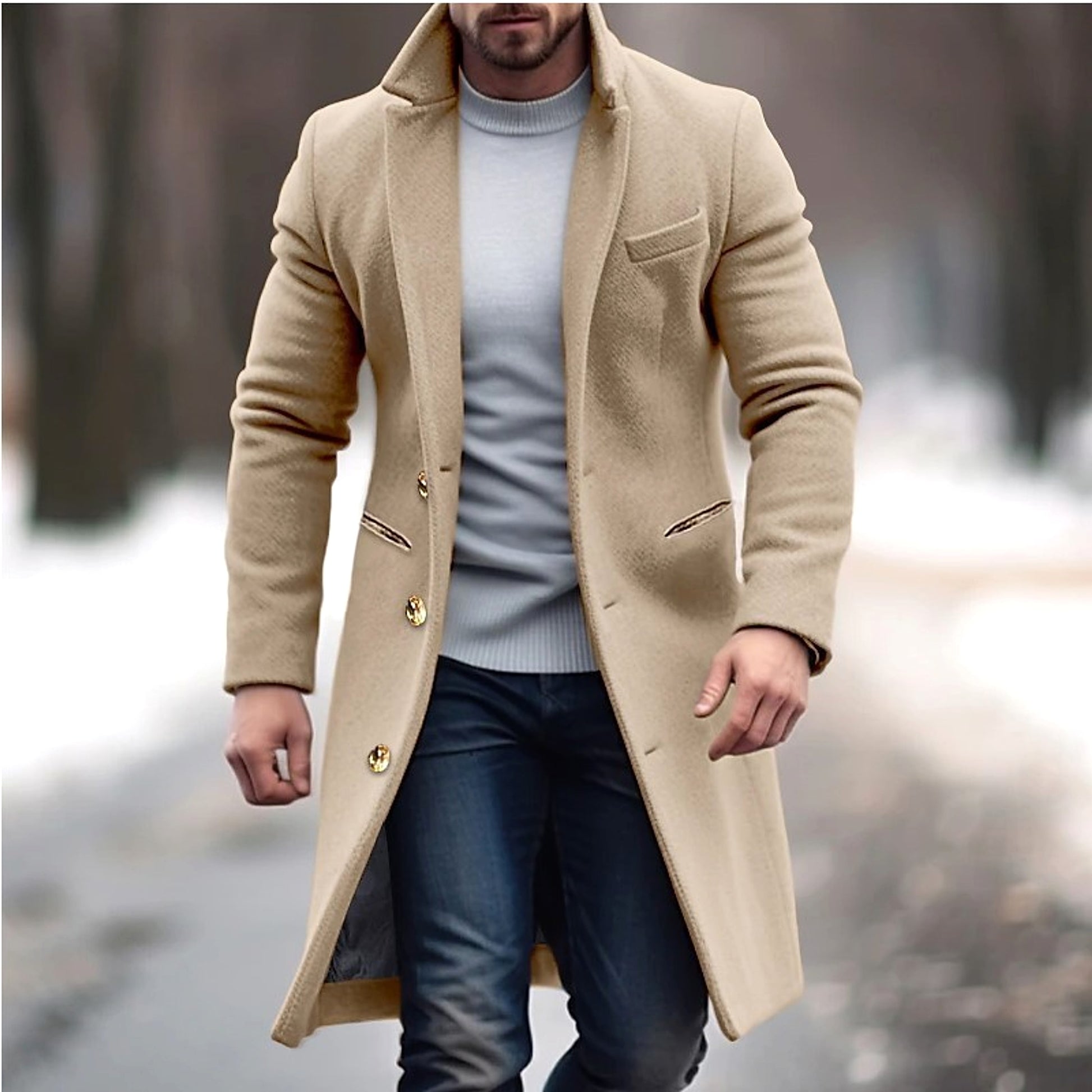 Woolen Coat Men's Mid-length Trench Coat Multi-color - enhanced image 5