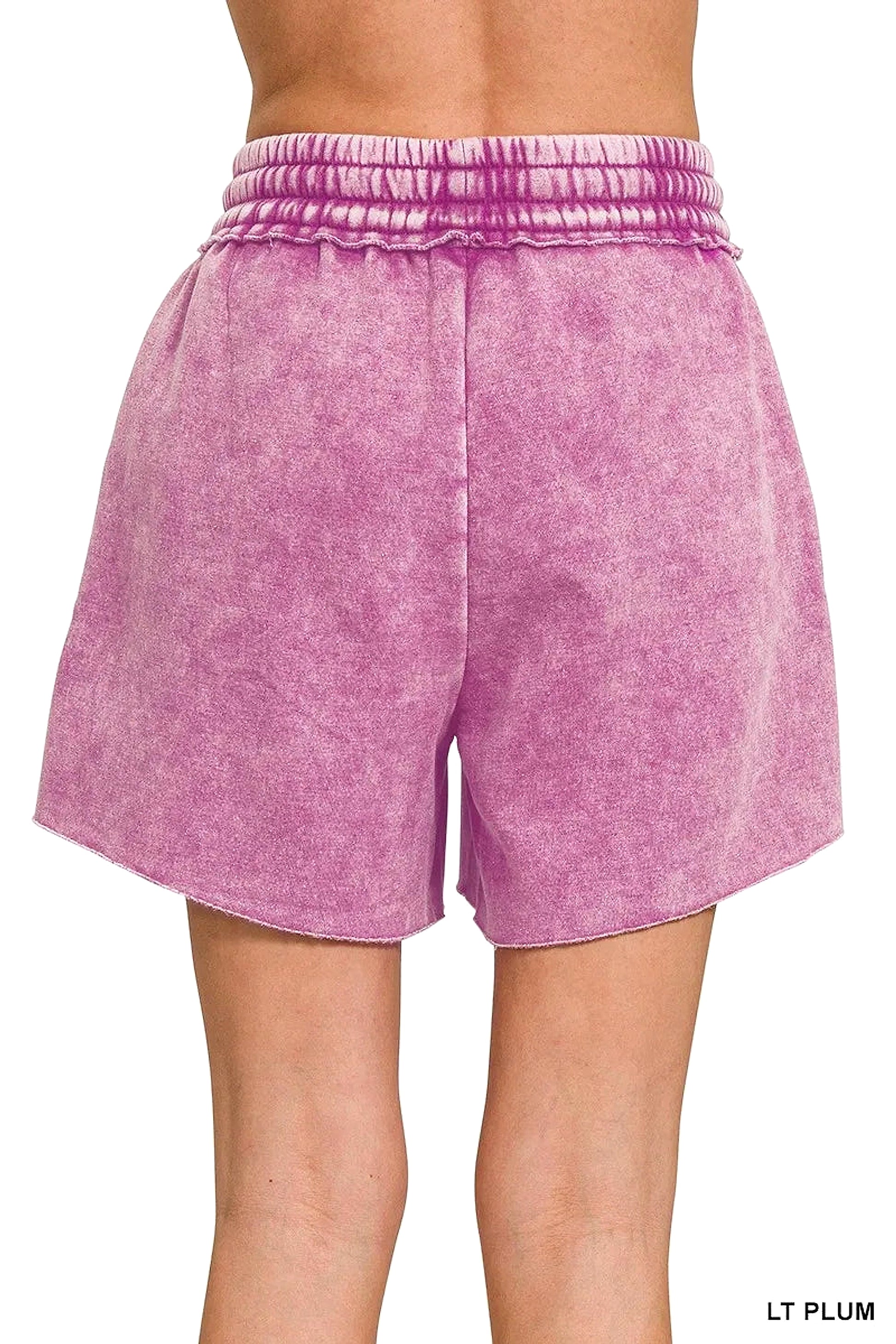 Zenana Acid Wash Fleece Drawstring Shorts With Pockets - enhanced image 5