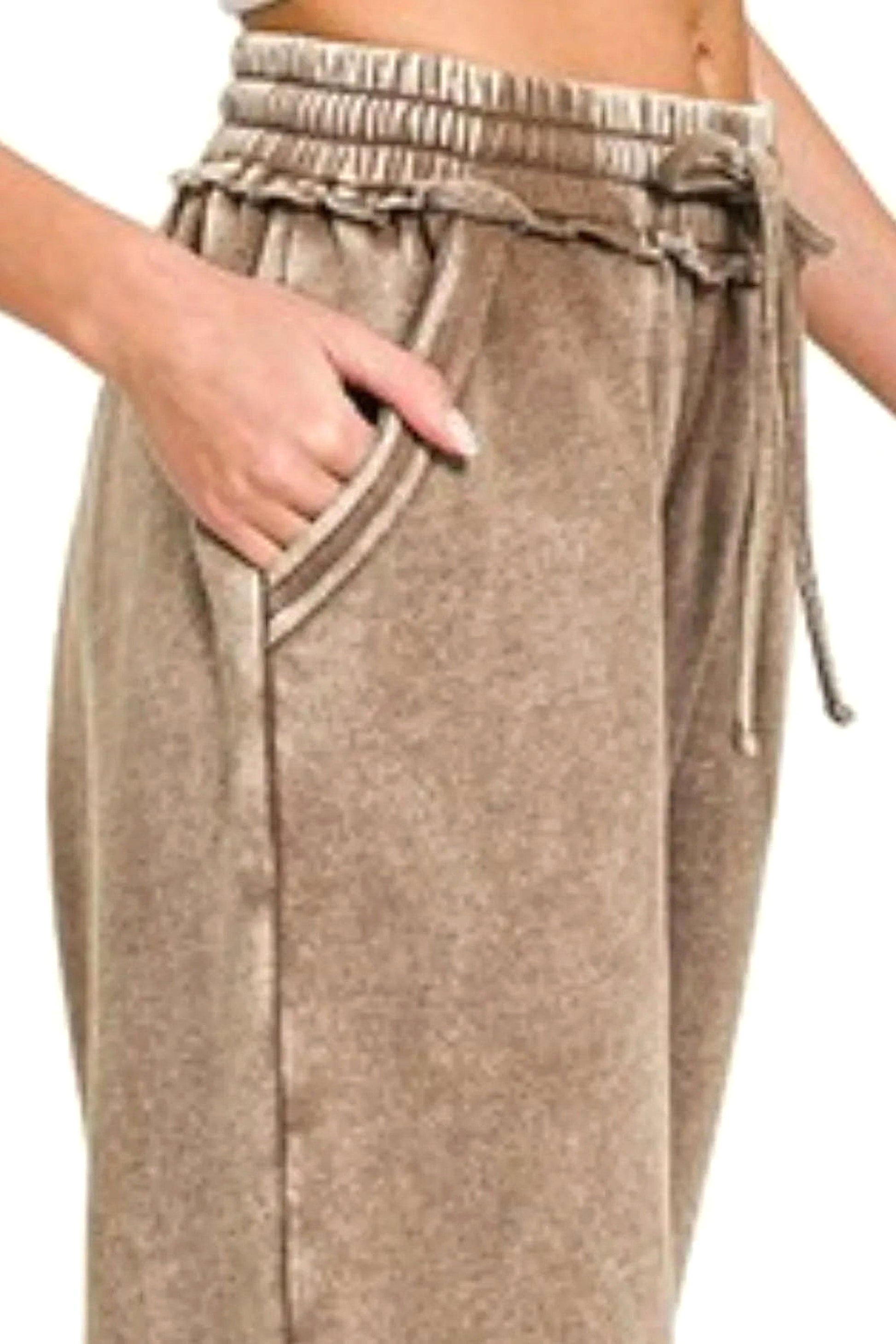 Zenana Full Size Acid Wash Fleece Palazzo Sweatpants with Pockets Plus SIze - enhanced image 5