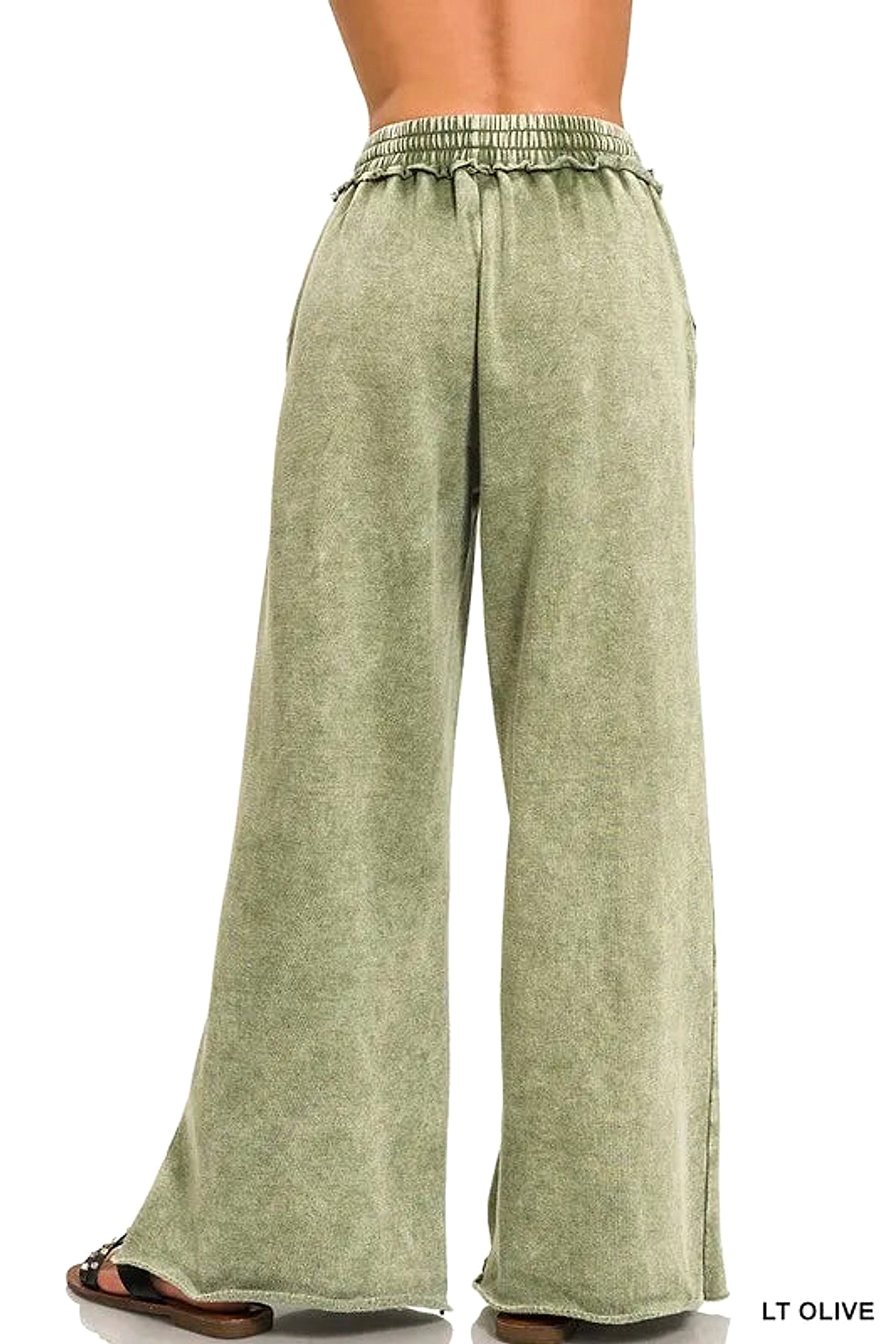 Zenana Full Size Acid Wash Fleece Palazzo Sweatpants with Pockets Plus Size - enhanced image 5