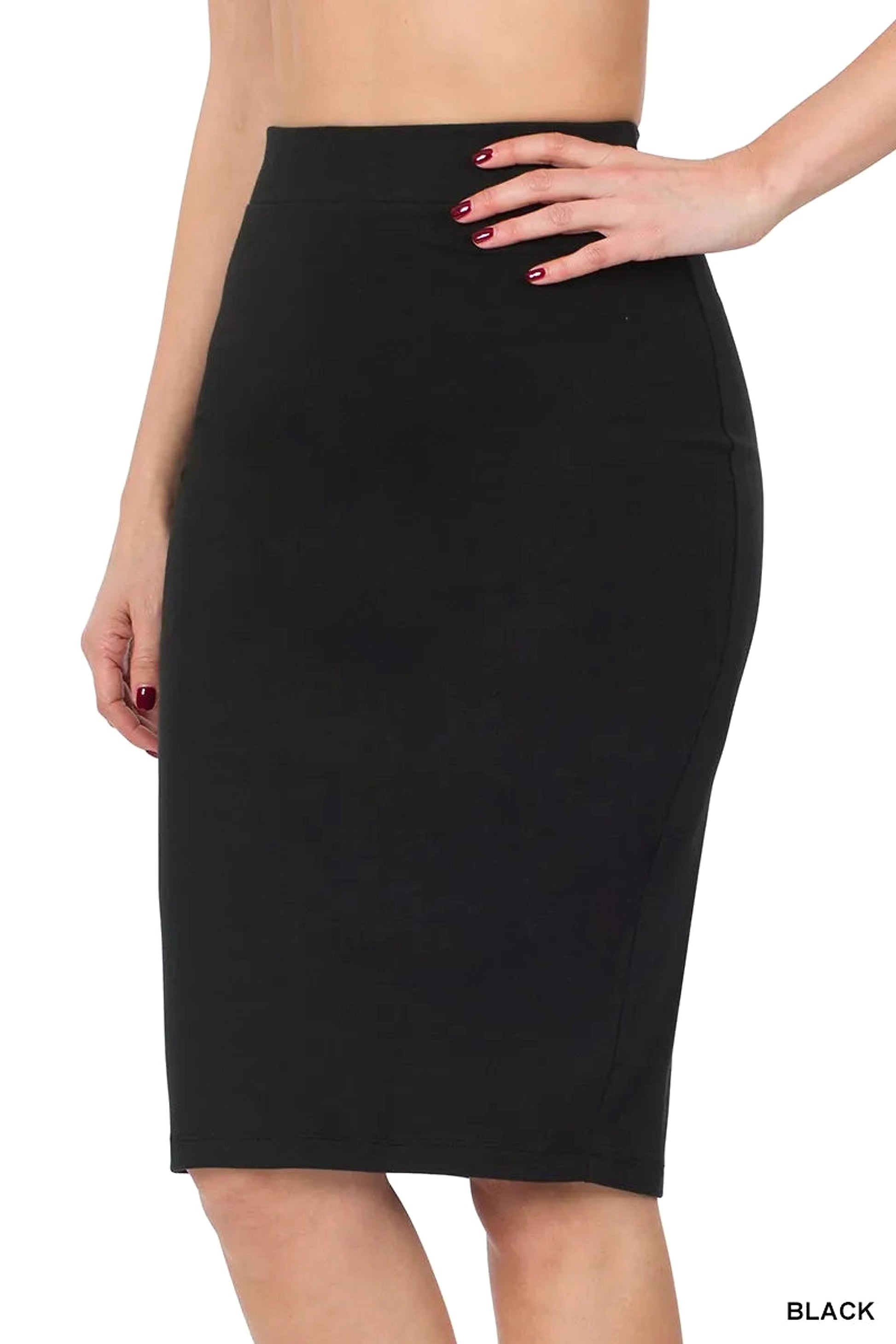 Zenana Premium Cotton Basic Knee Skirt - enhanced image 5