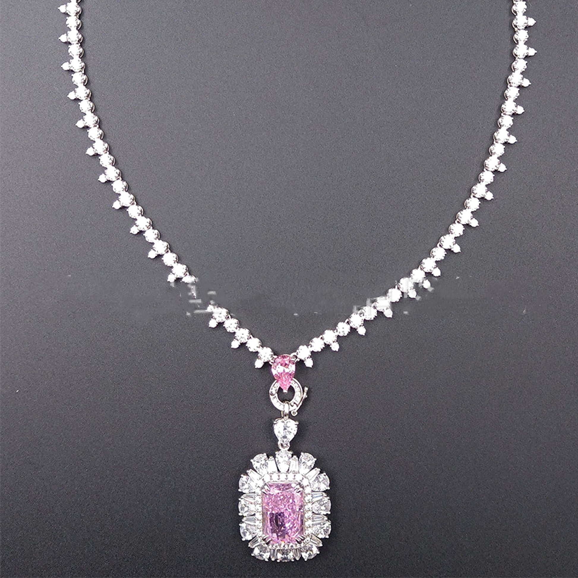 Zhou Hengfu Jewelry S925 Silver Cubic Zirconia Necklace Necklace Women - enhanced image 5