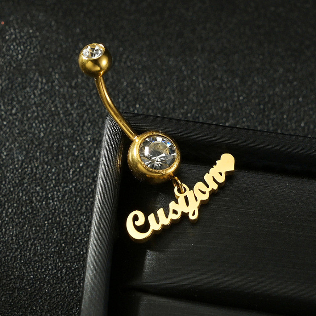 Custom Zircon Alphabet Belly Button Ring – Personalized Body Jewelry - enhanced image 5