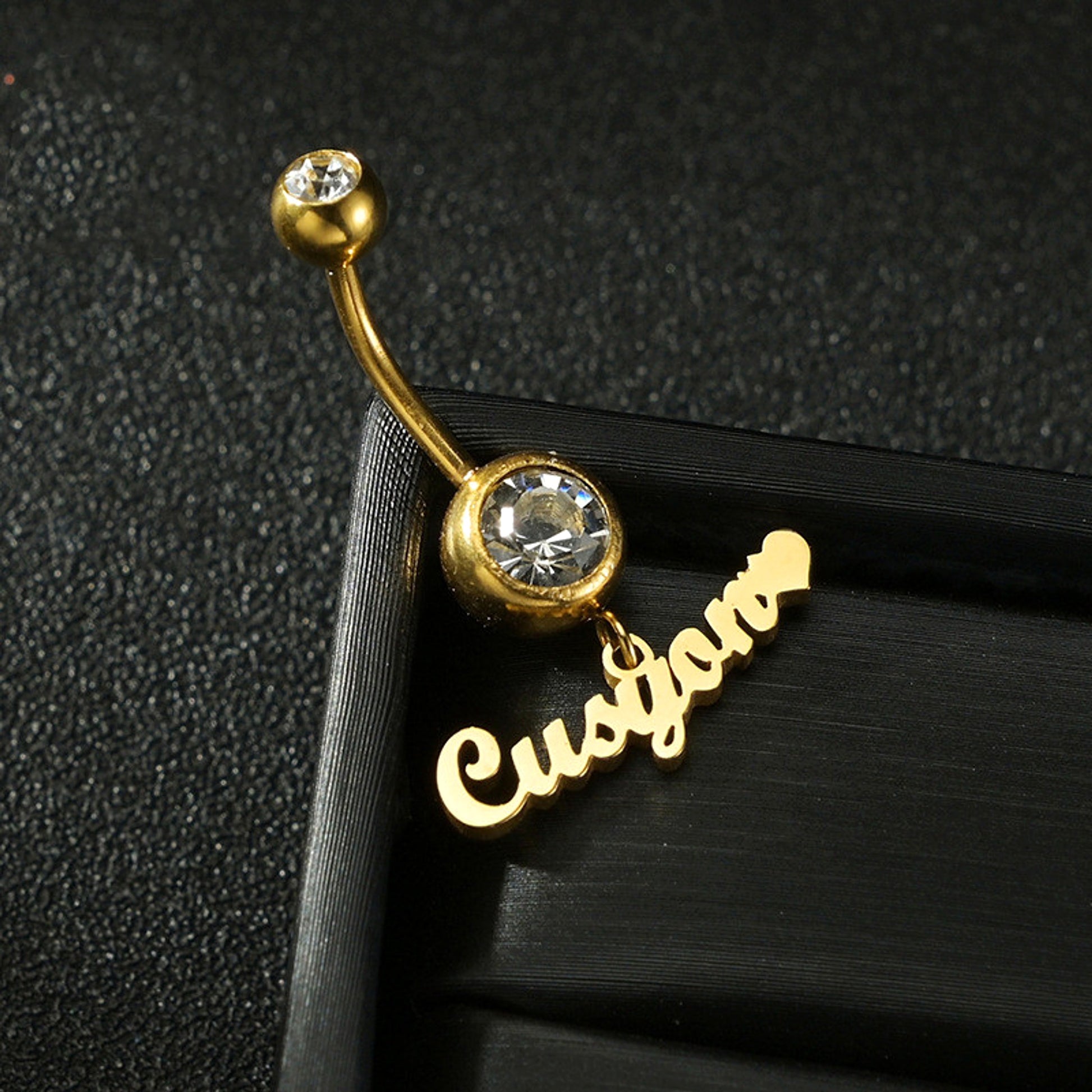 Custom Zircon Alphabet Belly Button Ring – Personalized Body Jewelry - enhanced image 5