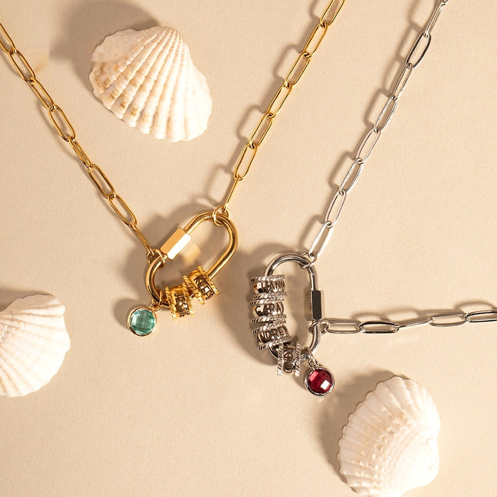 Personalized Birthstone & Name Paperclip Necklace – Elegant & Meaningful Jewelry - enhanced image 6