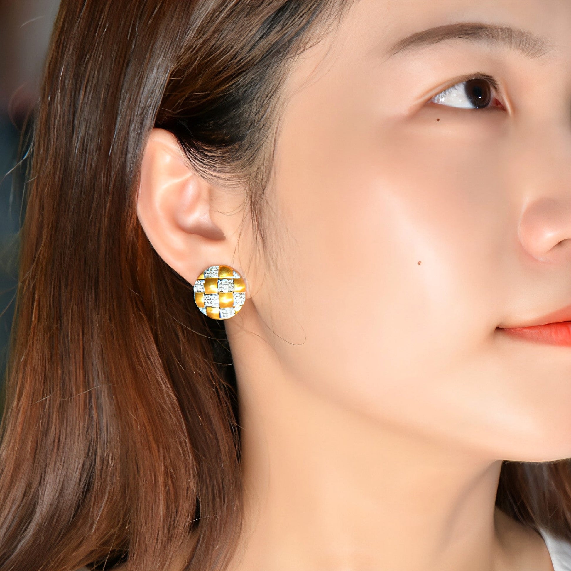 18K Gold Diamond Braided Craft Earrings – Stylish & Unique - enhanced image 6