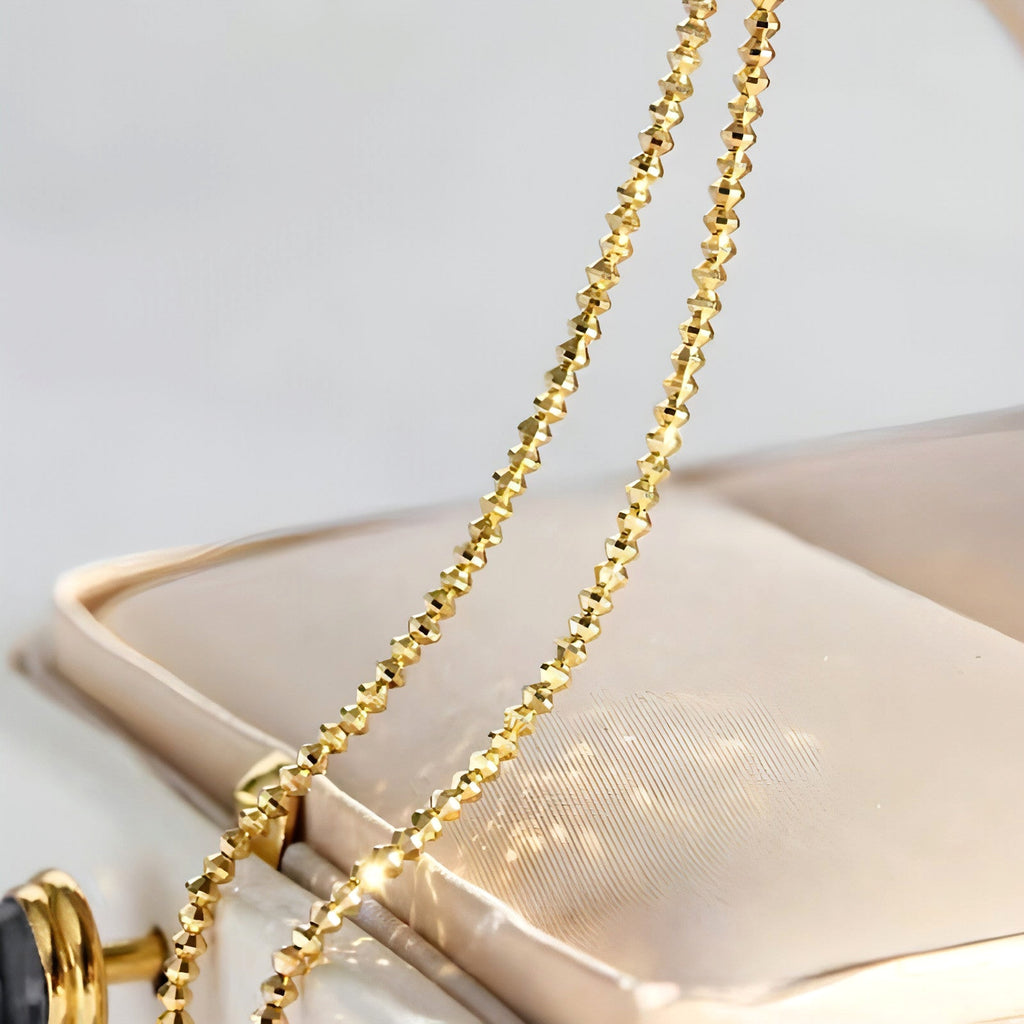 Elegant 18K Gold Bungee Wave Bead Necklace - enhanced image 6
