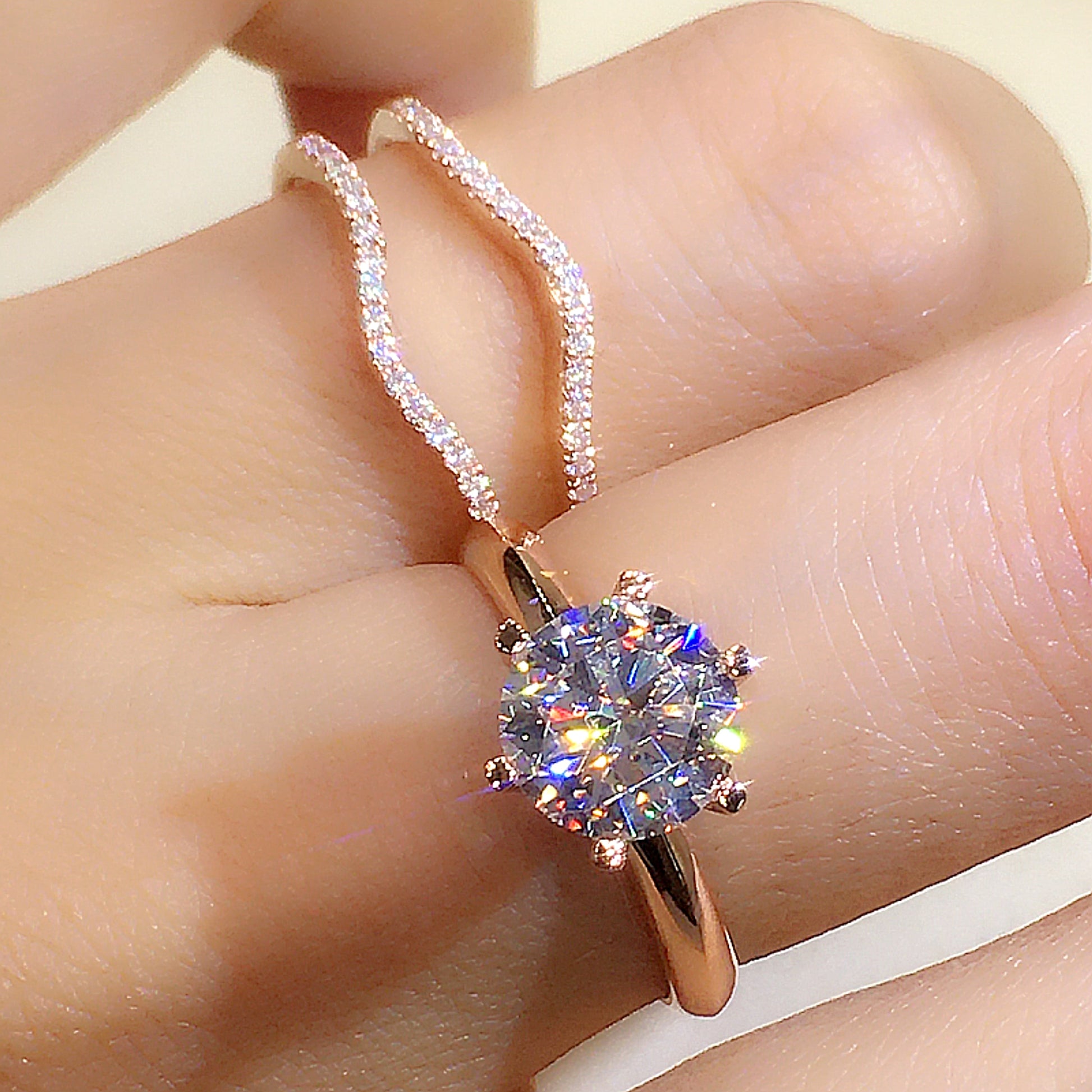 Versatile Elegance: 18K Gold Moissanite Ring Duo - enhanced image 6