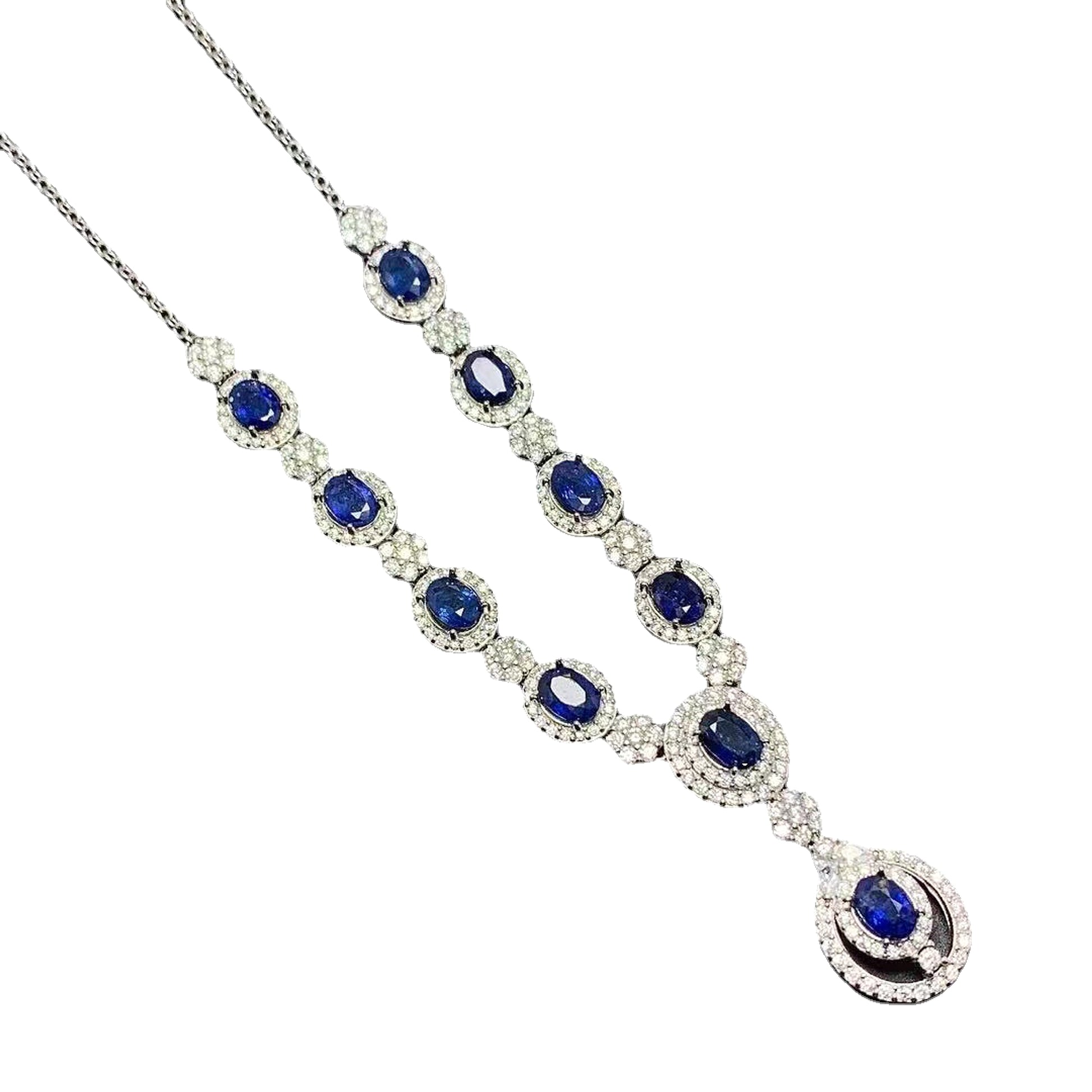 925 Silver Inlaid Natural Sri Lankan Sapphire Necklace - enhanced image 6