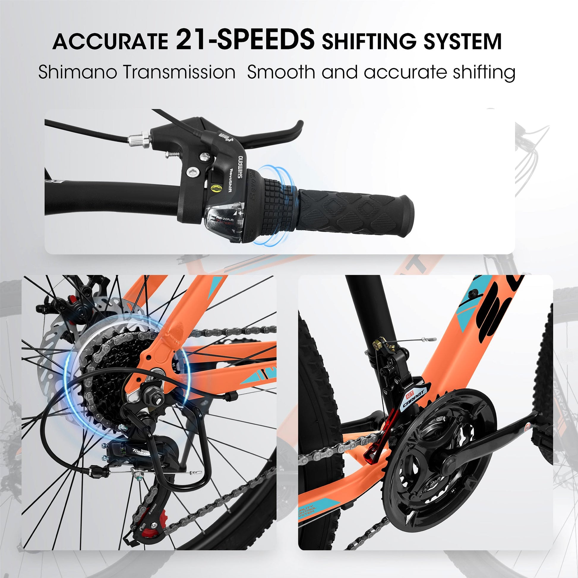 TrailLite™ – 26" ALUMINIUM Mountain Bike (21-Speed, Dual Disc, Orange) - enhanced image 6