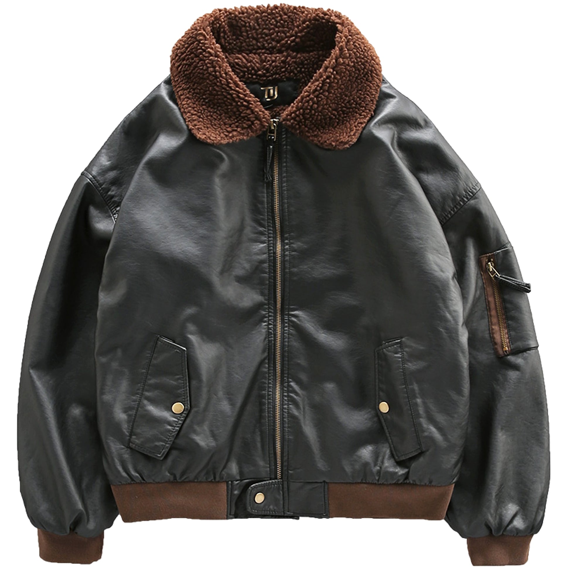 Royal Air Force Pilot Fleece-lined Thick Leather Coat Men's Leather Jacket Coat - enhanced image 6