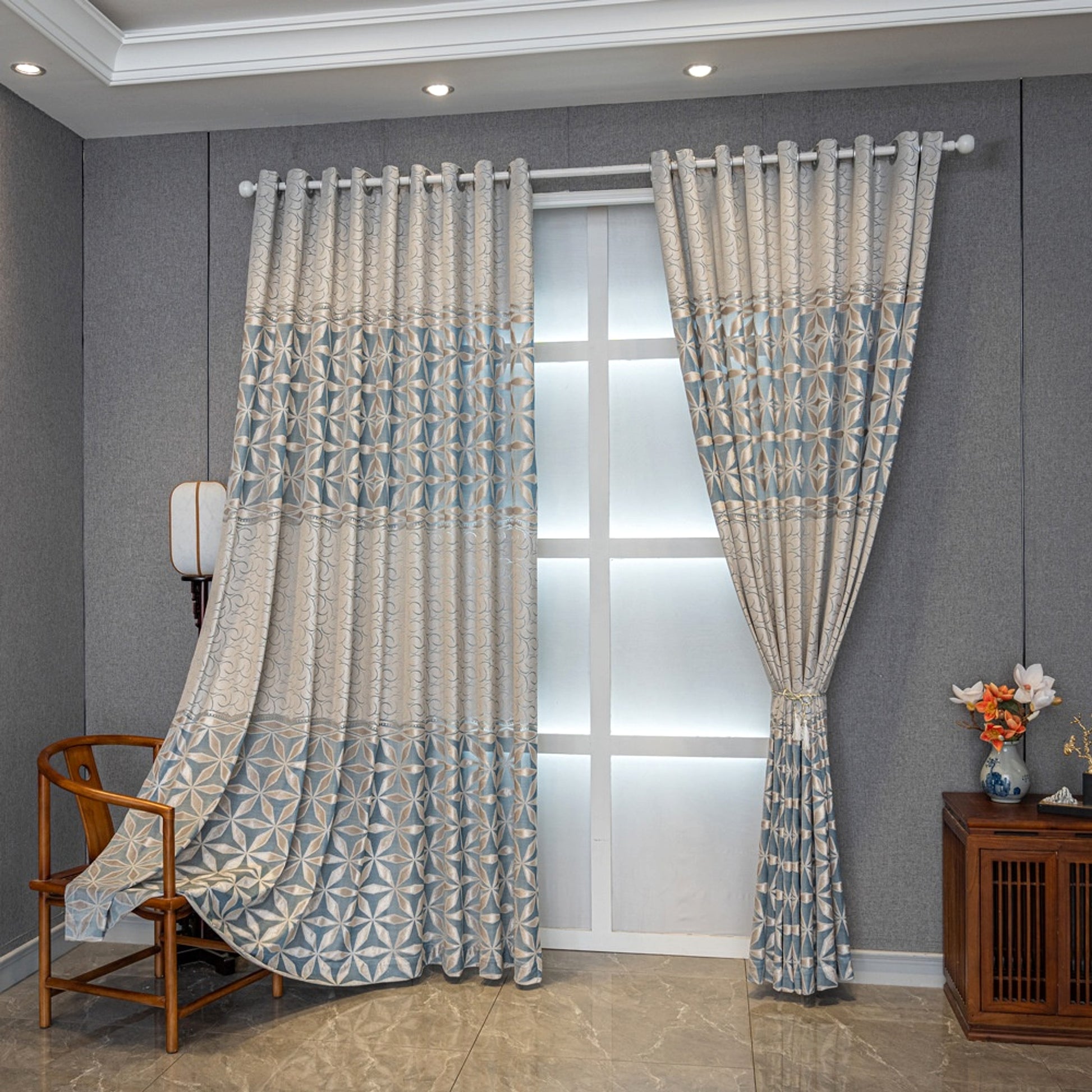 AliciaDrape™ – American Jacquard Curtain in Ice Blue - enhanced image 6