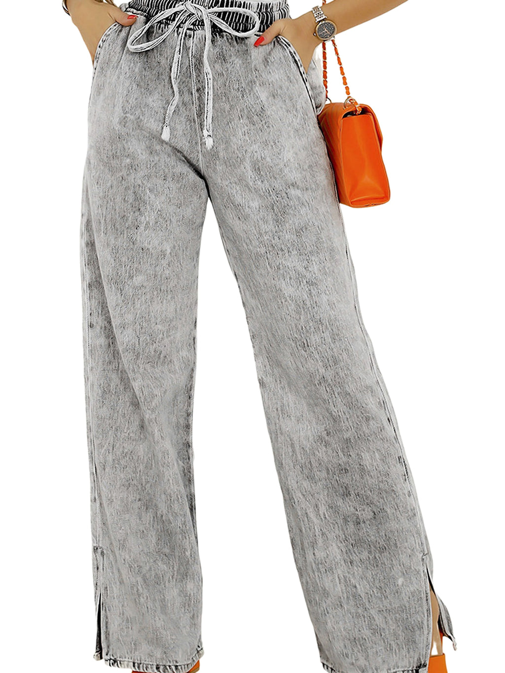 All-matching Light Color Casual Wide-leg Pants - enhanced image 6
