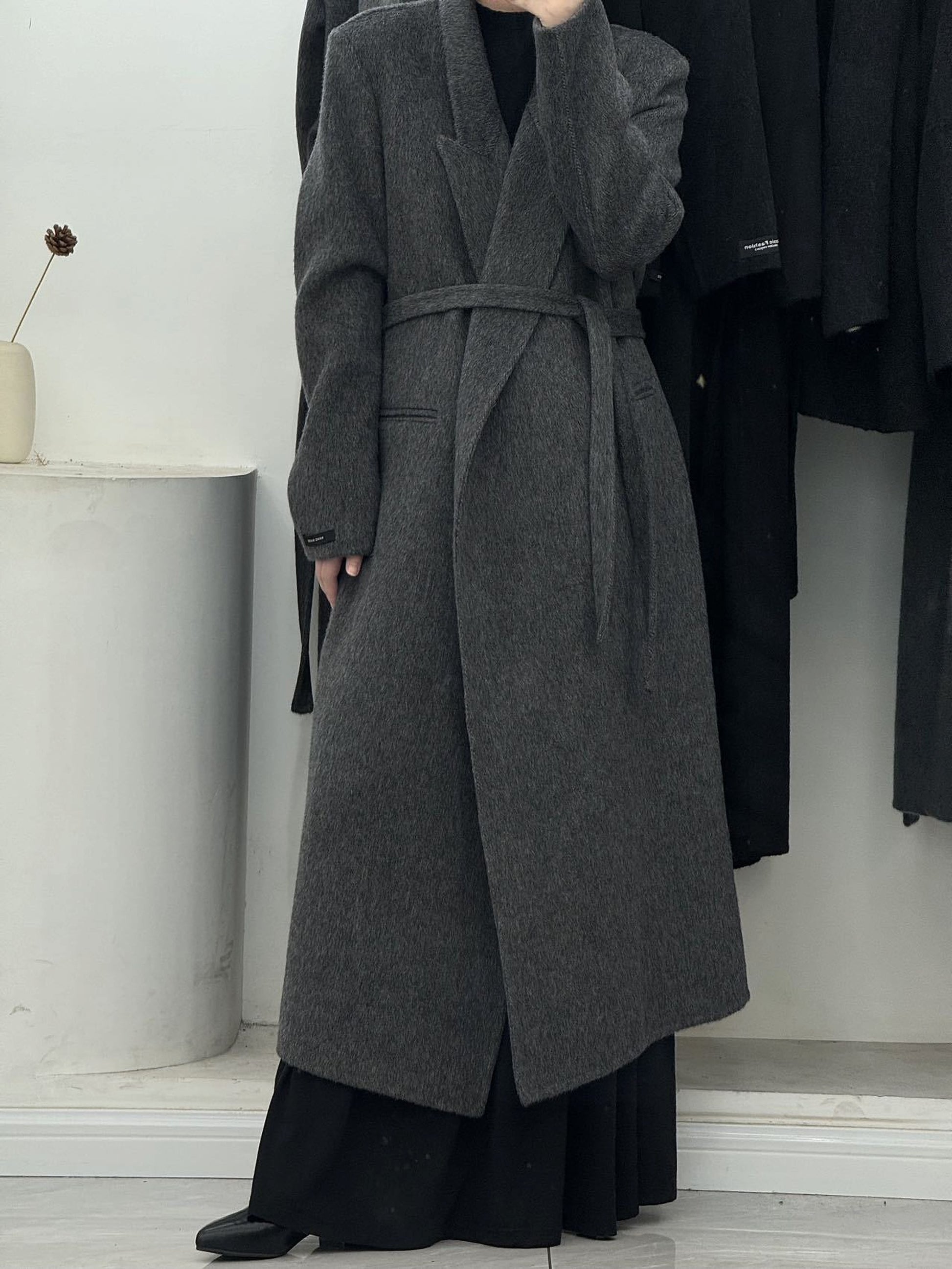 Angora Red Women's Loose Double-Sided Wool Overcoat – Elegant & Cozy - enhanced image 6