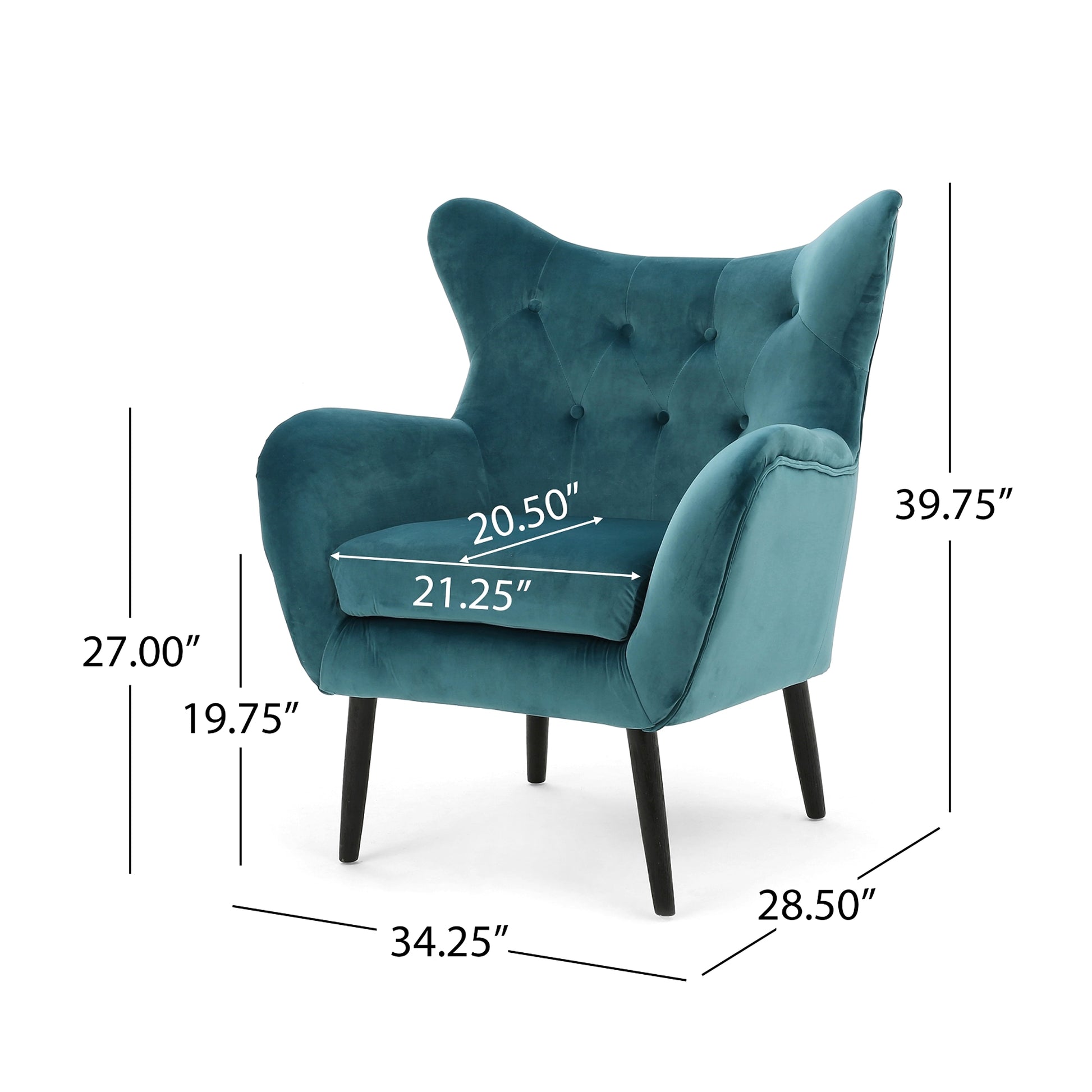 🪑 LuneluX_Home – Velvet Wingback Lounge Chair (Teal) - enhanced image 6