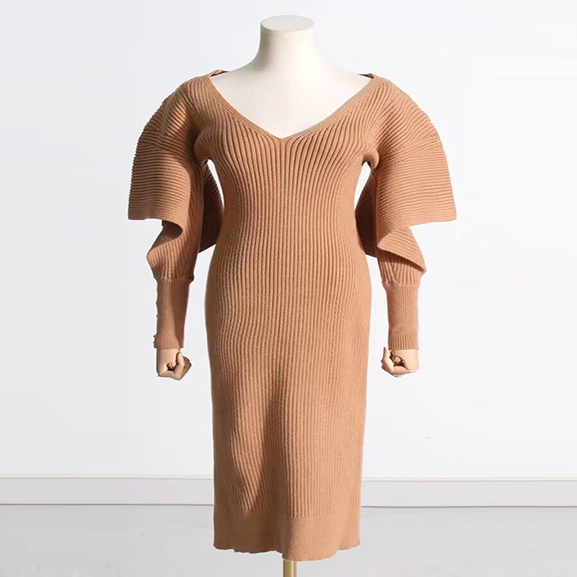 Autumn And Winter Urban Wind Casual Dolman Sleeve Wool Dress - enhanced image 6