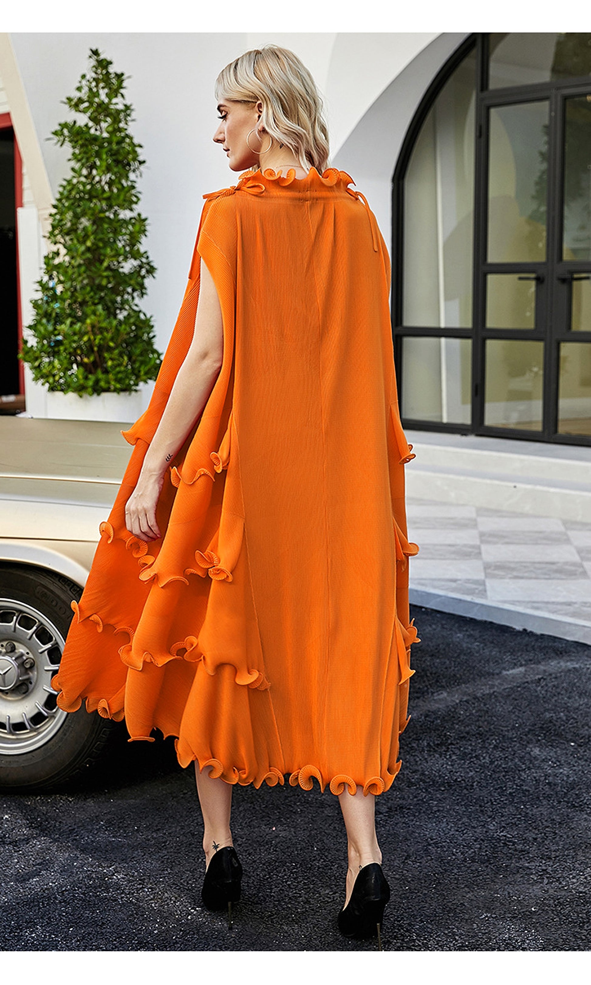 A1. Autumn Short Sleeve Pleated Design Affordable Luxury Fashion Female Dress - enhanced image 6