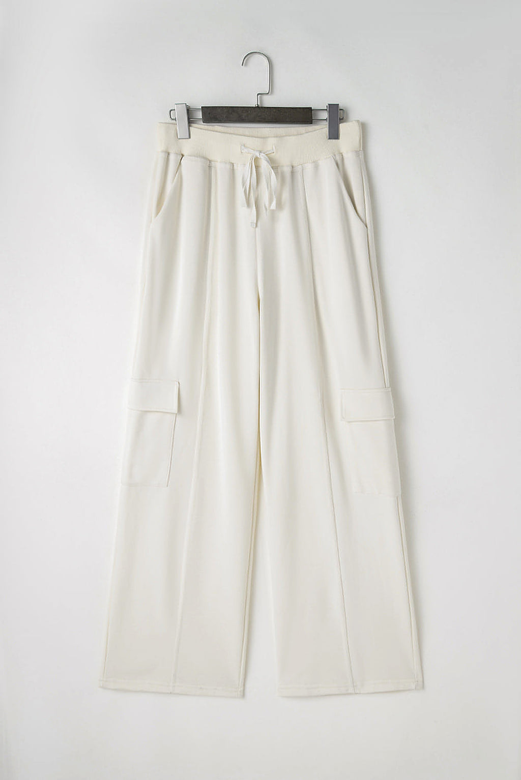 Beige Plain Cargo Pockets High Waist Casual Sweatpants - enhanced image 6