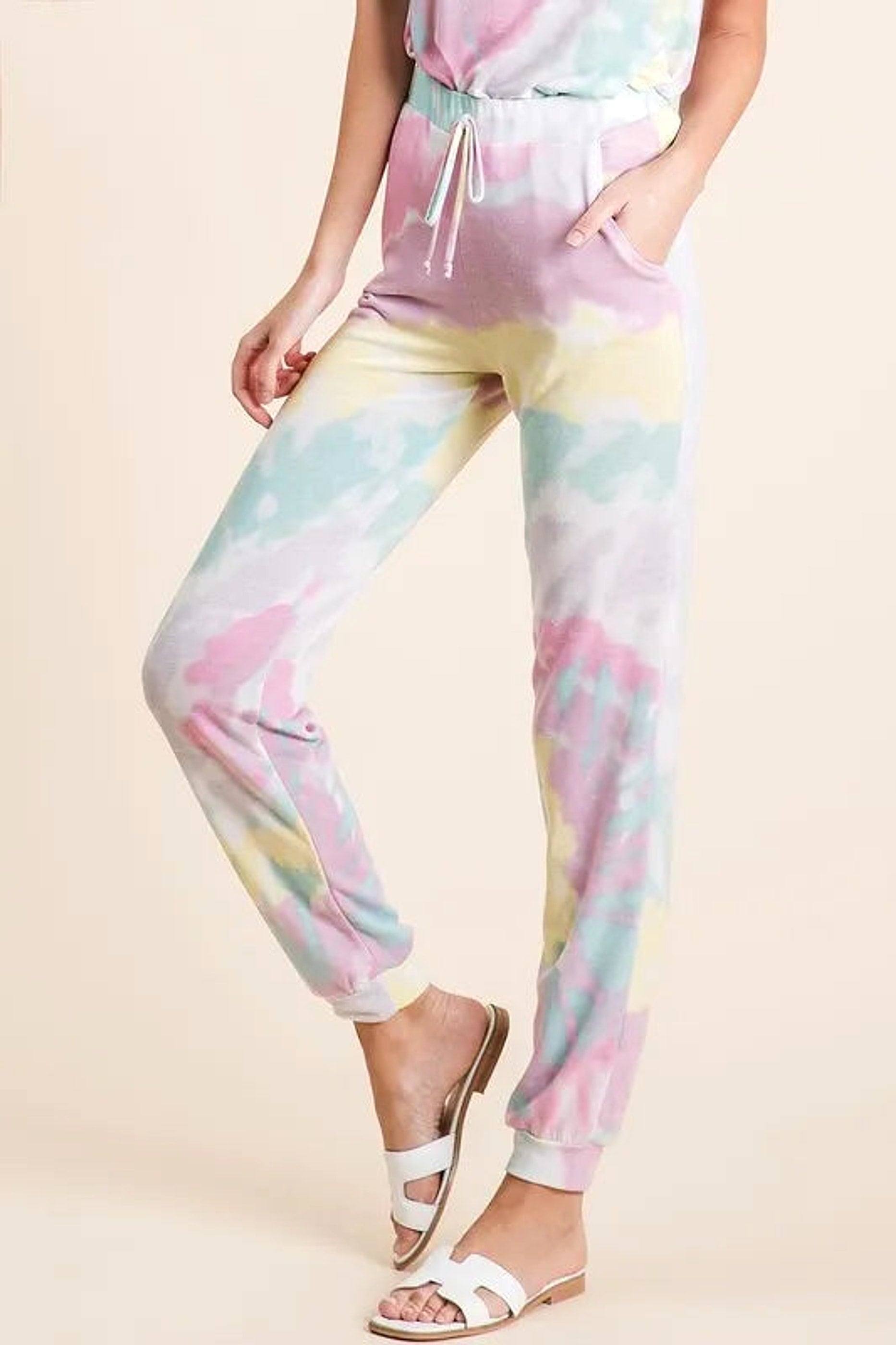 BiBi Tie Dye French Terry Casual Pants - enhanced image 6