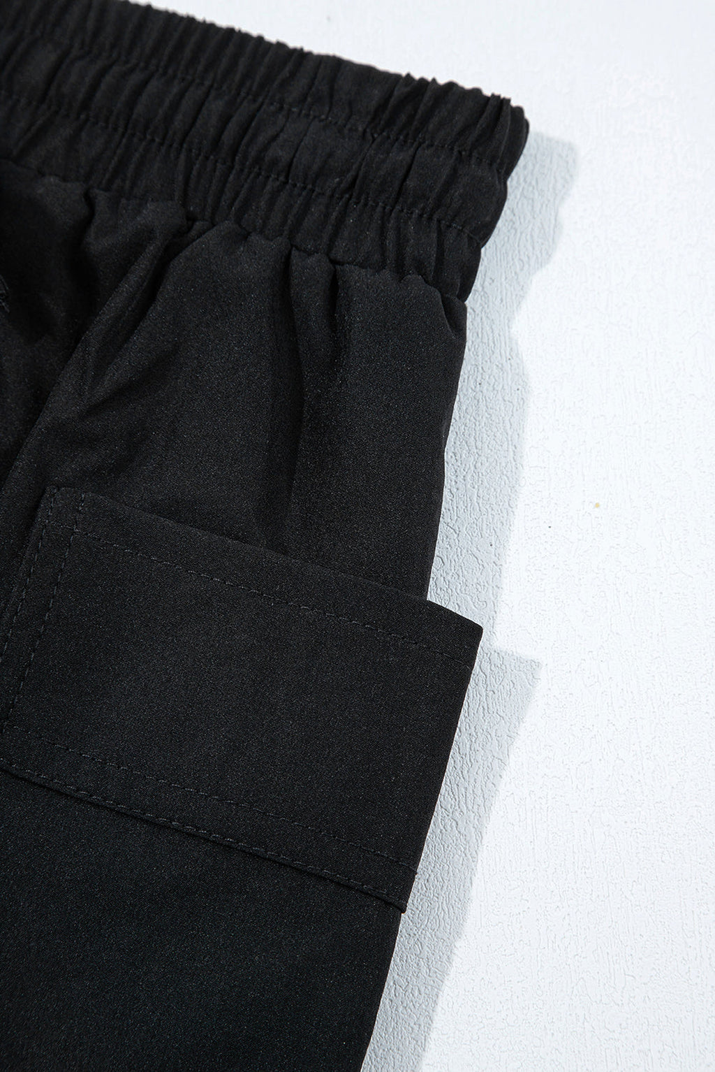 Black Cargo Pocket Elastic Waist Active Casual Skort - enhanced image 6