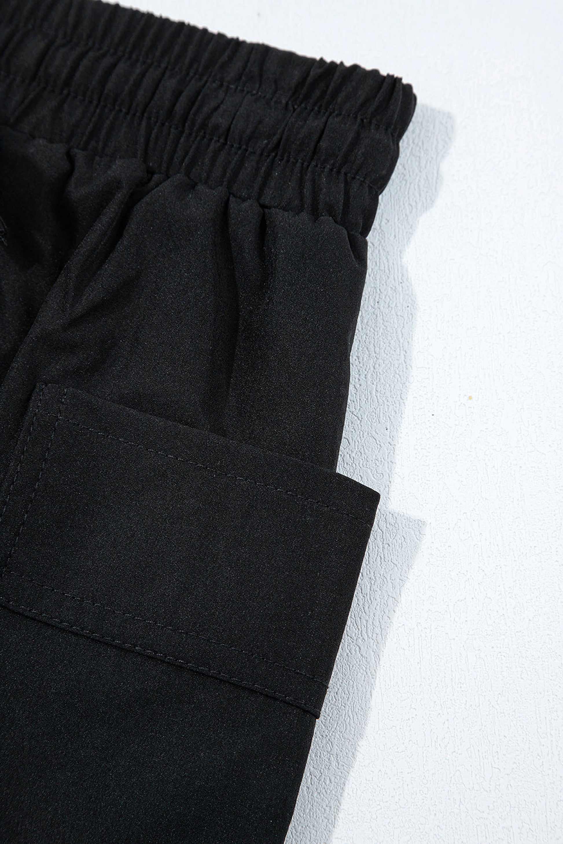 Black Cargo Pocket Elastic Waist Active Casual Skort - enhanced image 6