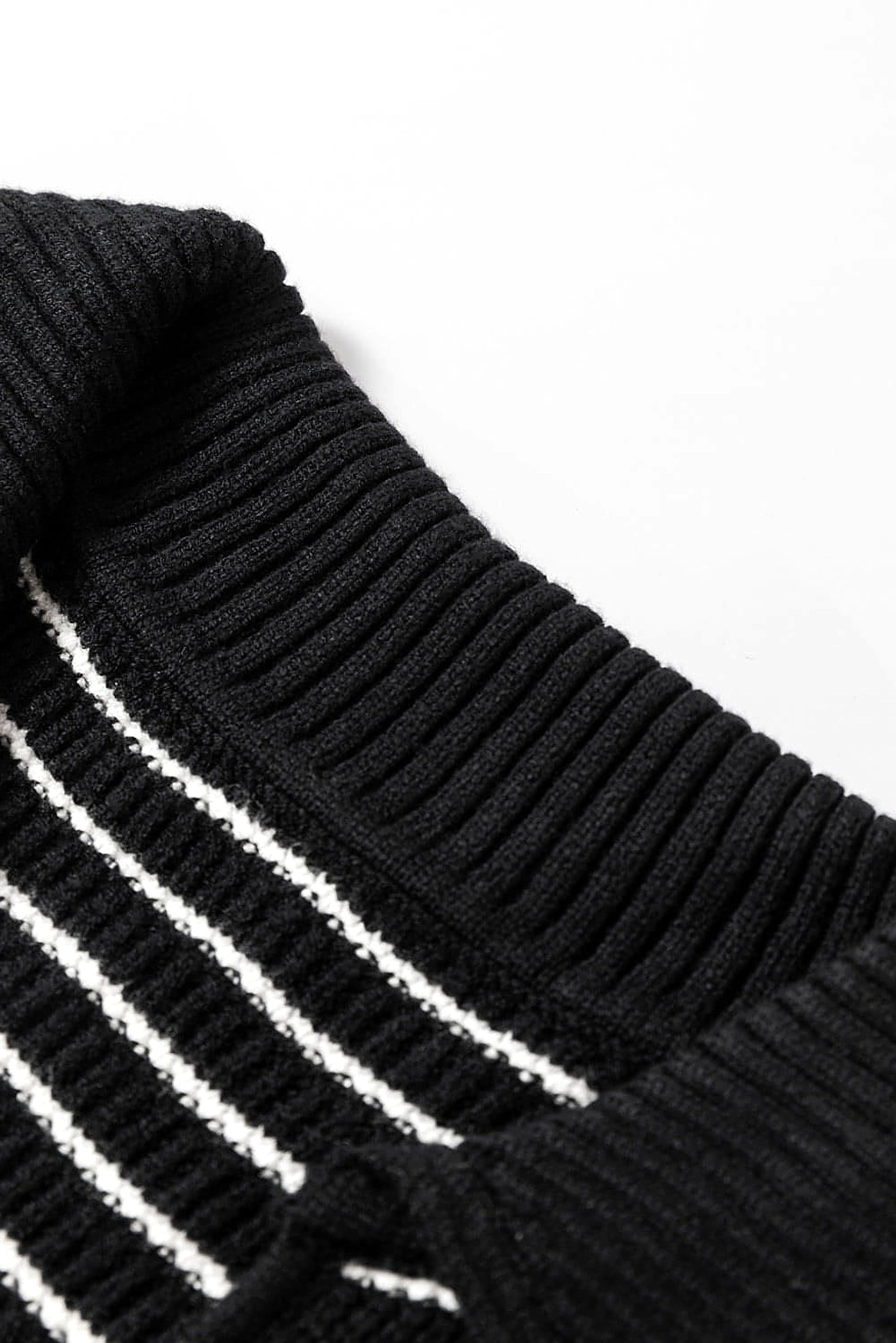 Black Stripe Turn-down V Neck Sweater Tank Top - enhanced image 6